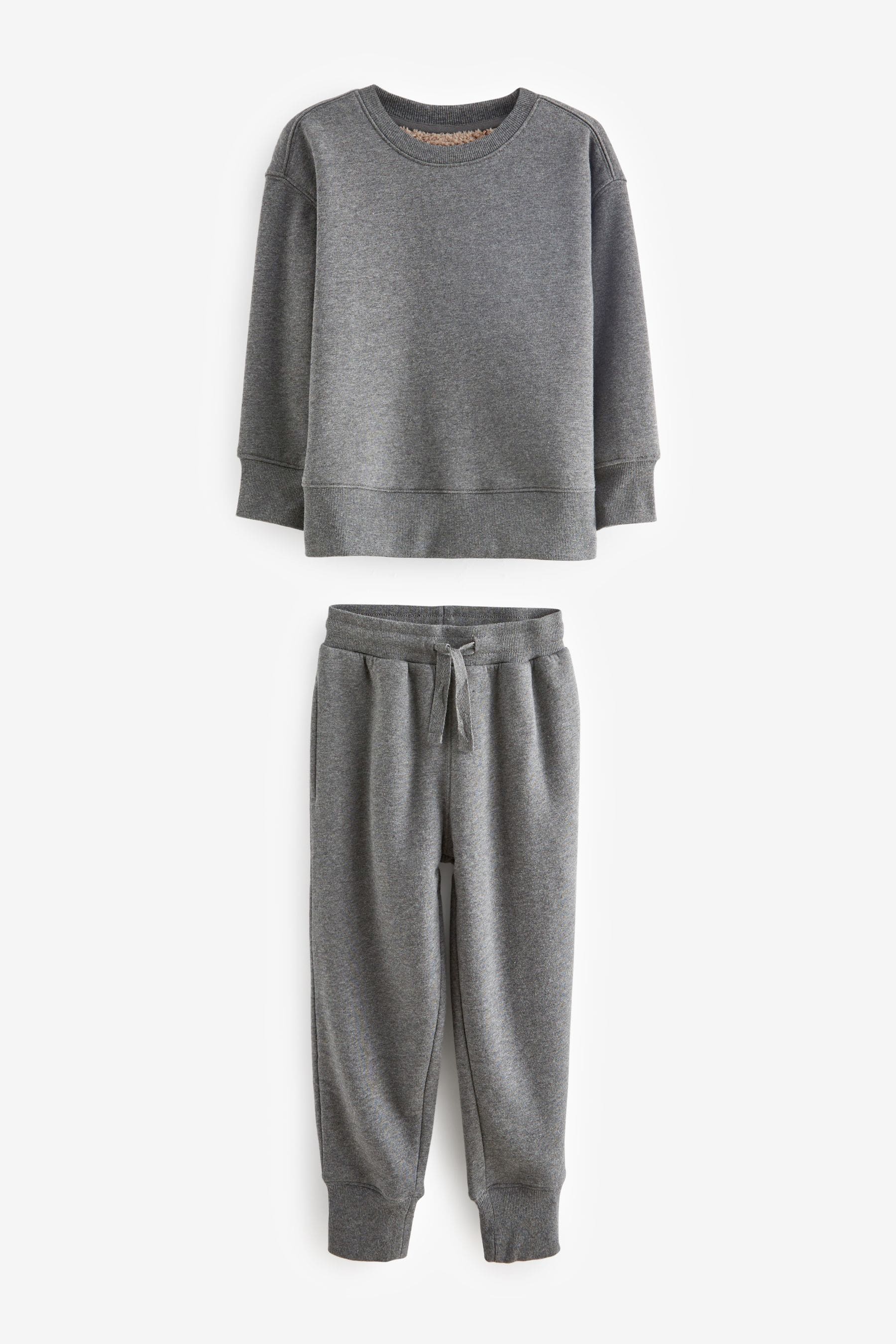 Charcoal Grey Cosy Fleece Borg Lined Lounge Set (3-16yrs) (3-16yrs)