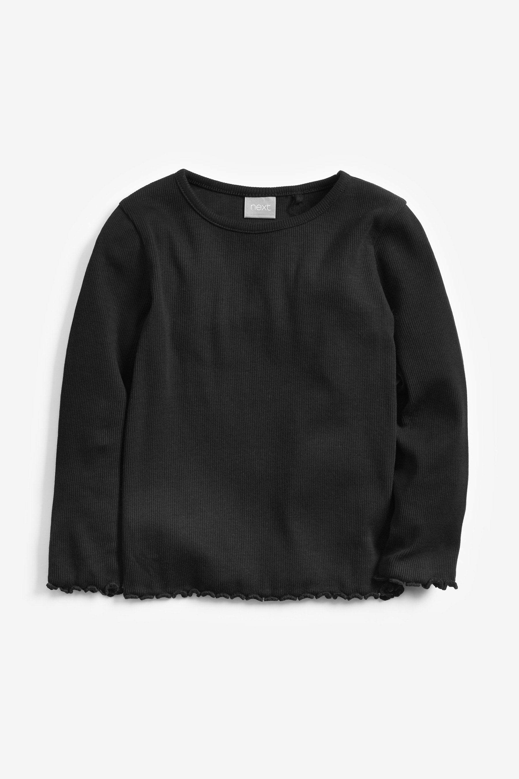 Black Cotton Rich Long Sleeve Rib T-Shirt (3mths-7yrs)