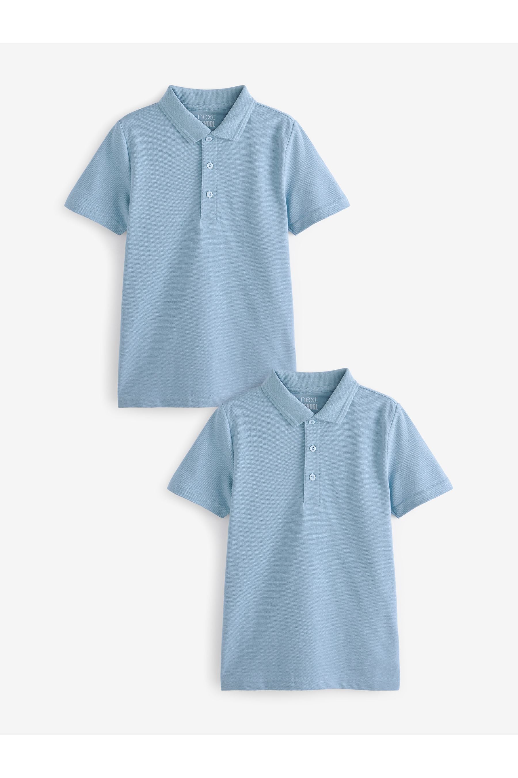 Blue Cotton School Short Sleeve Polo Shirts (3-16yrs)