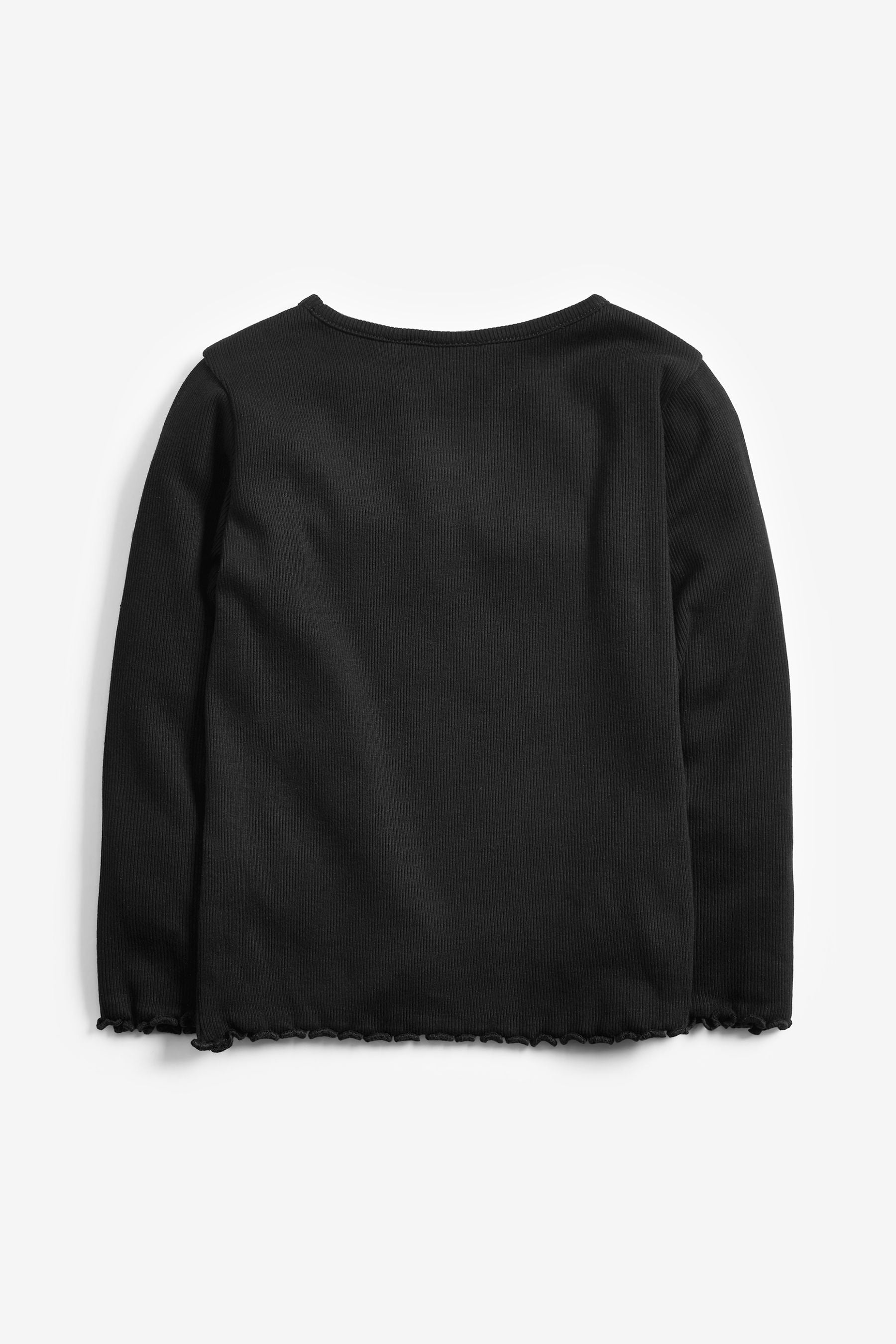 Black Cotton Rich Long Sleeve Rib T-Shirt (3mths-7yrs)