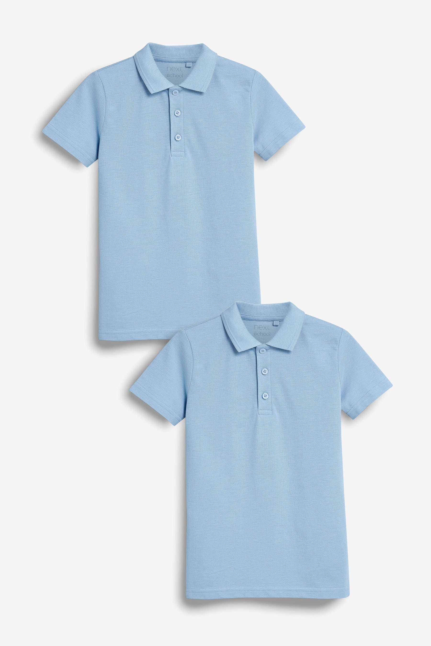 Blue Cotton School Short Sleeve Polo Shirts (3-16yrs)