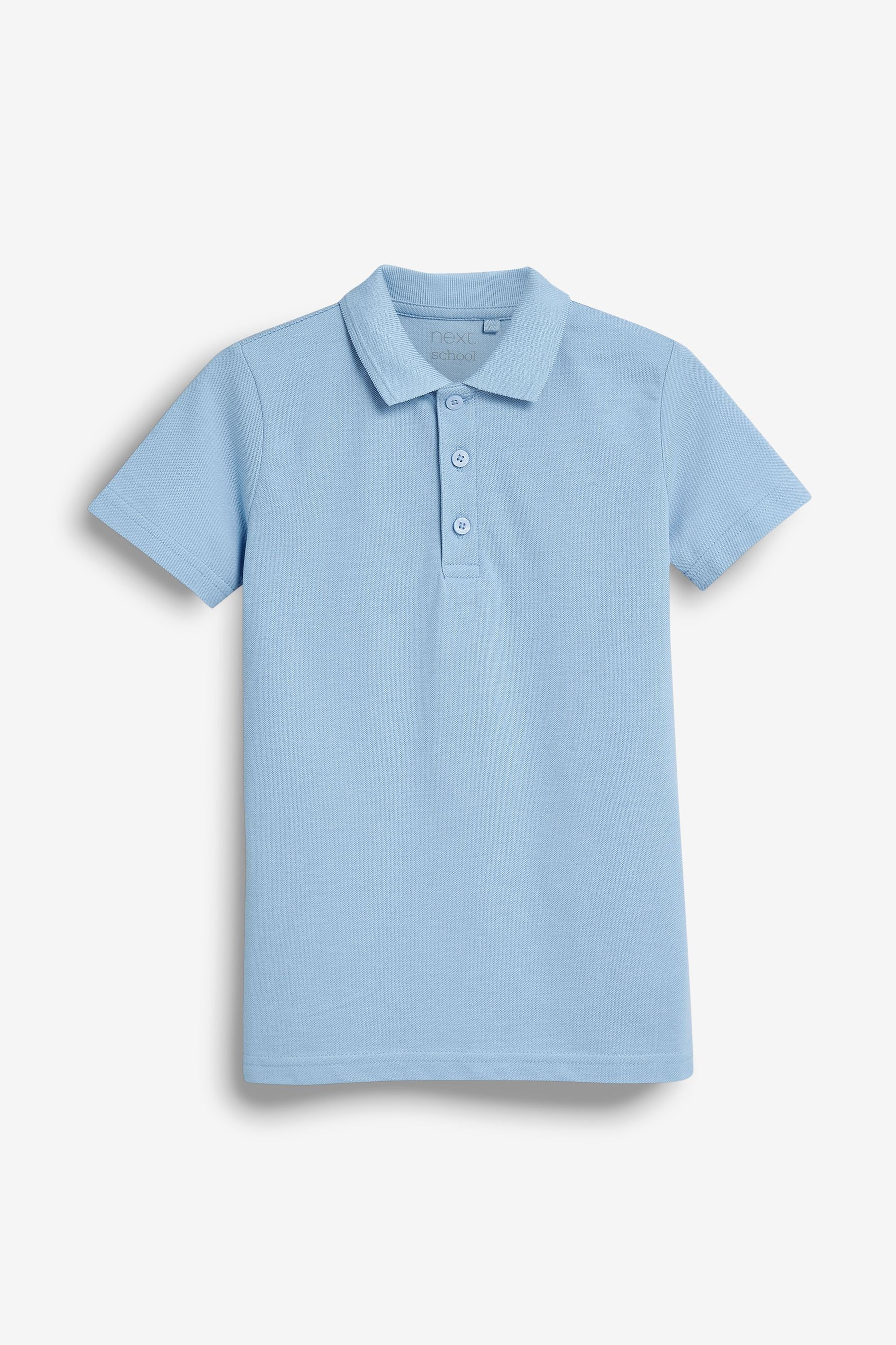 Blue Cotton School Short Sleeve Polo Shirts (3-16yrs)