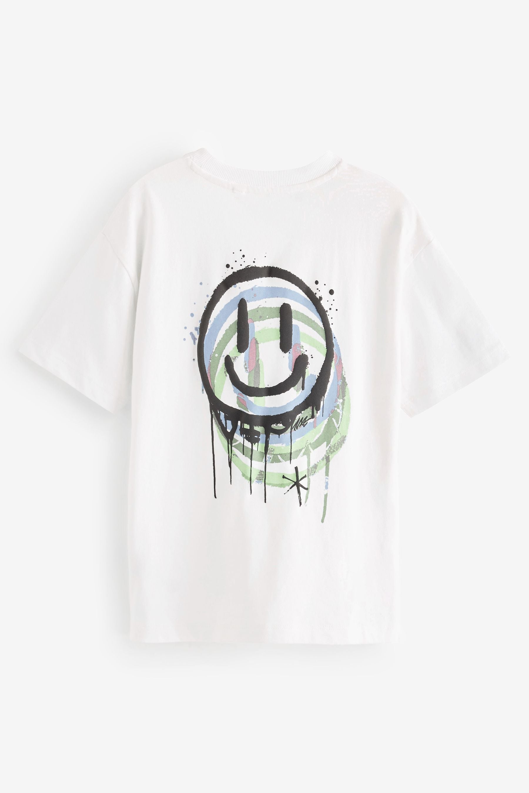 White Smile Back Print Relaxed Fit Short Sleeve Graphic T-Shirt (3-16yrs)