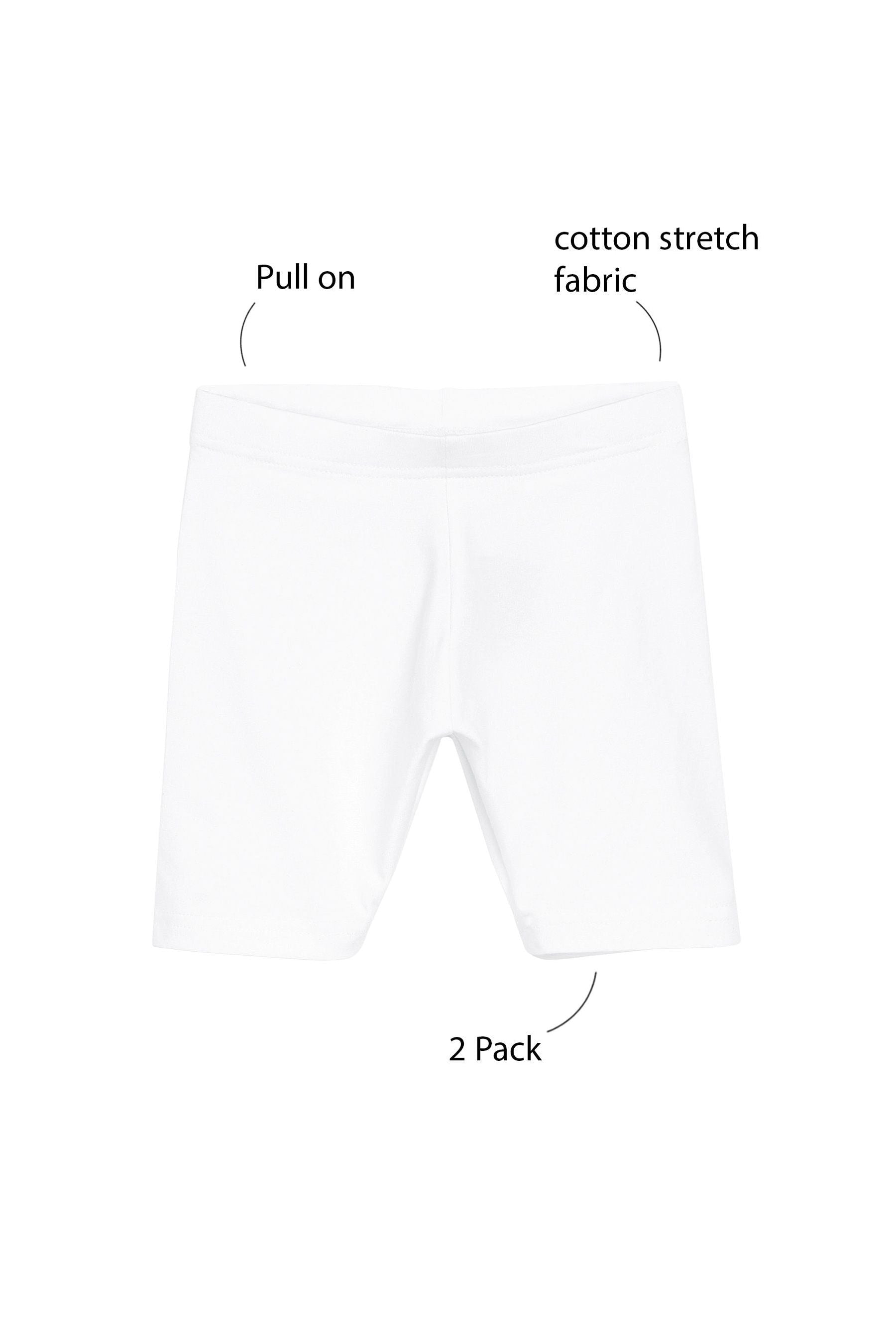 White 2 Pack Cotton Rich Stretch Cycle Shorts (3-16yrs)