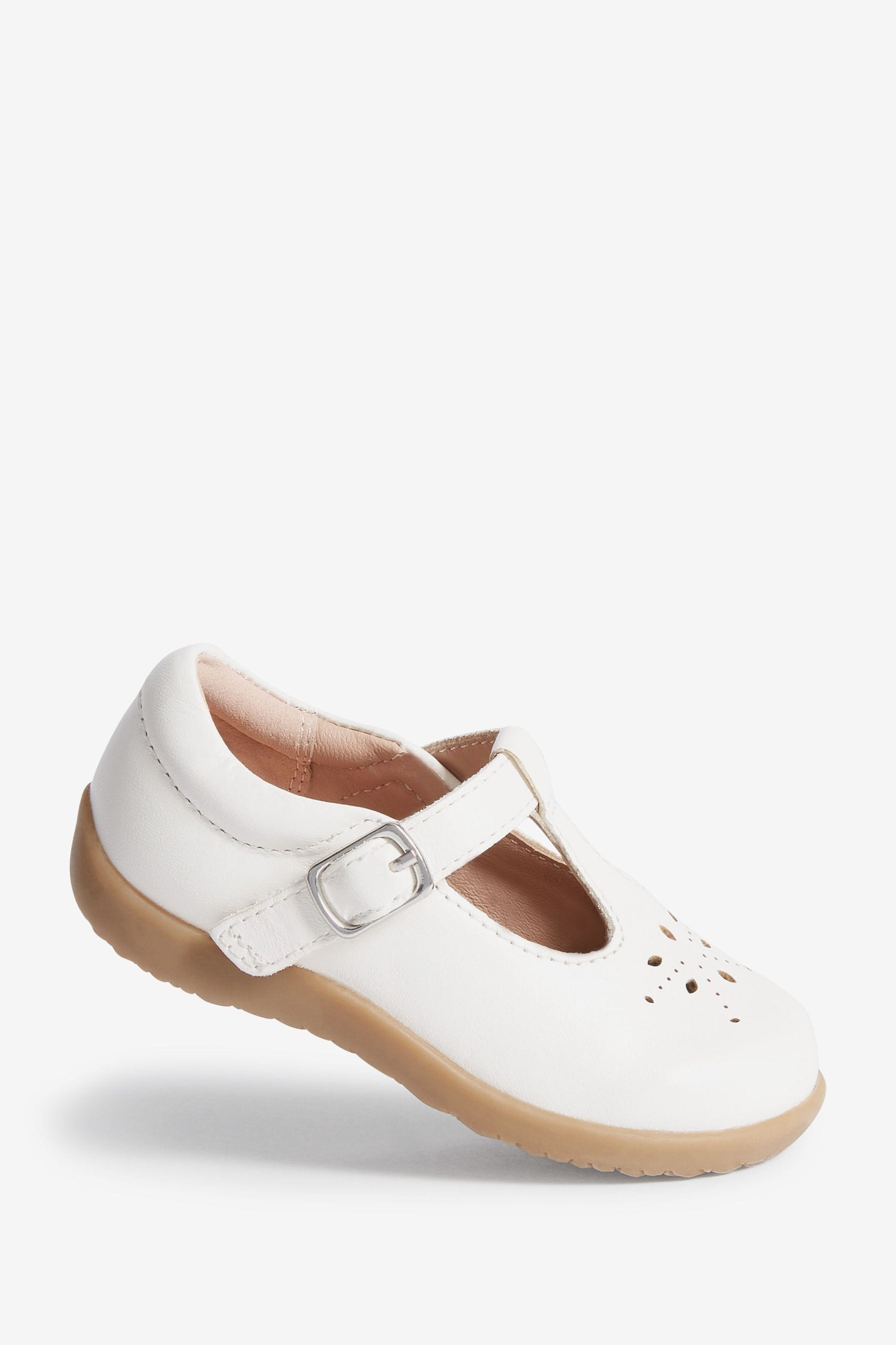 White Leather First Walker T-Bar Shoes