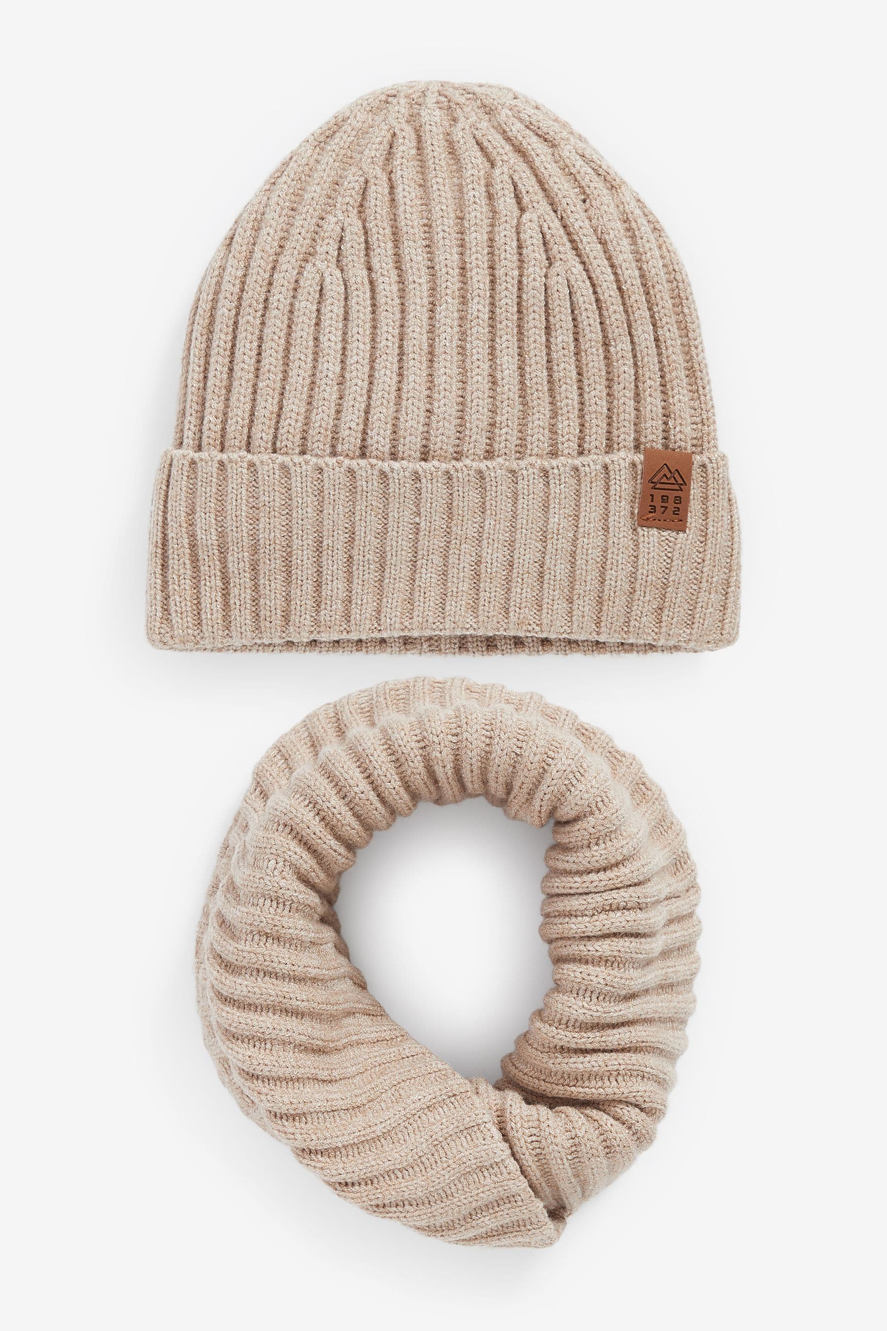 Neutral Knitted Snood and Hat Set (1-16yrs)