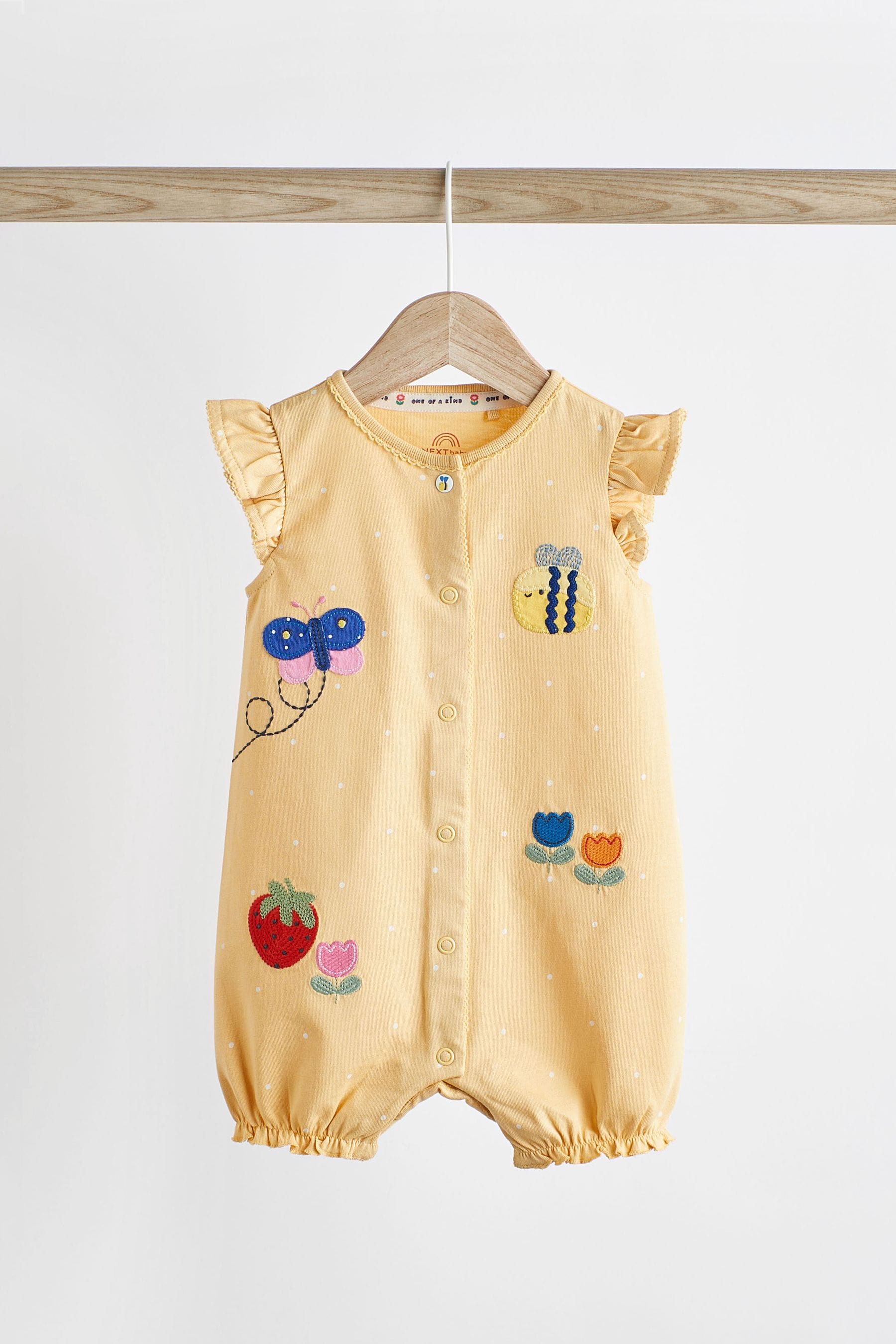 Blue/ Yellow Character Baby Rompers 3 Pack