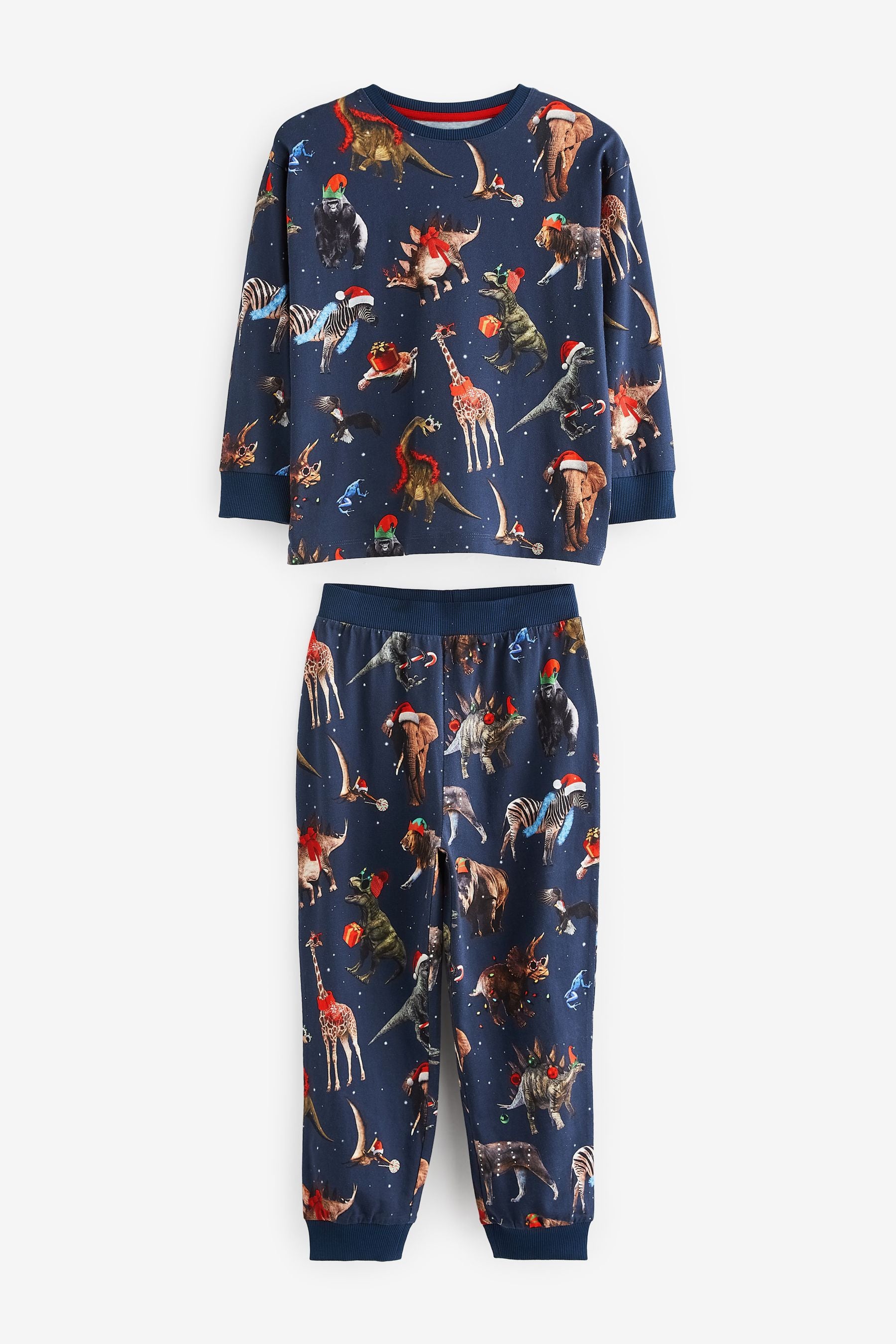 Navy Safari Christmas Pyjamas (3-16yrs)