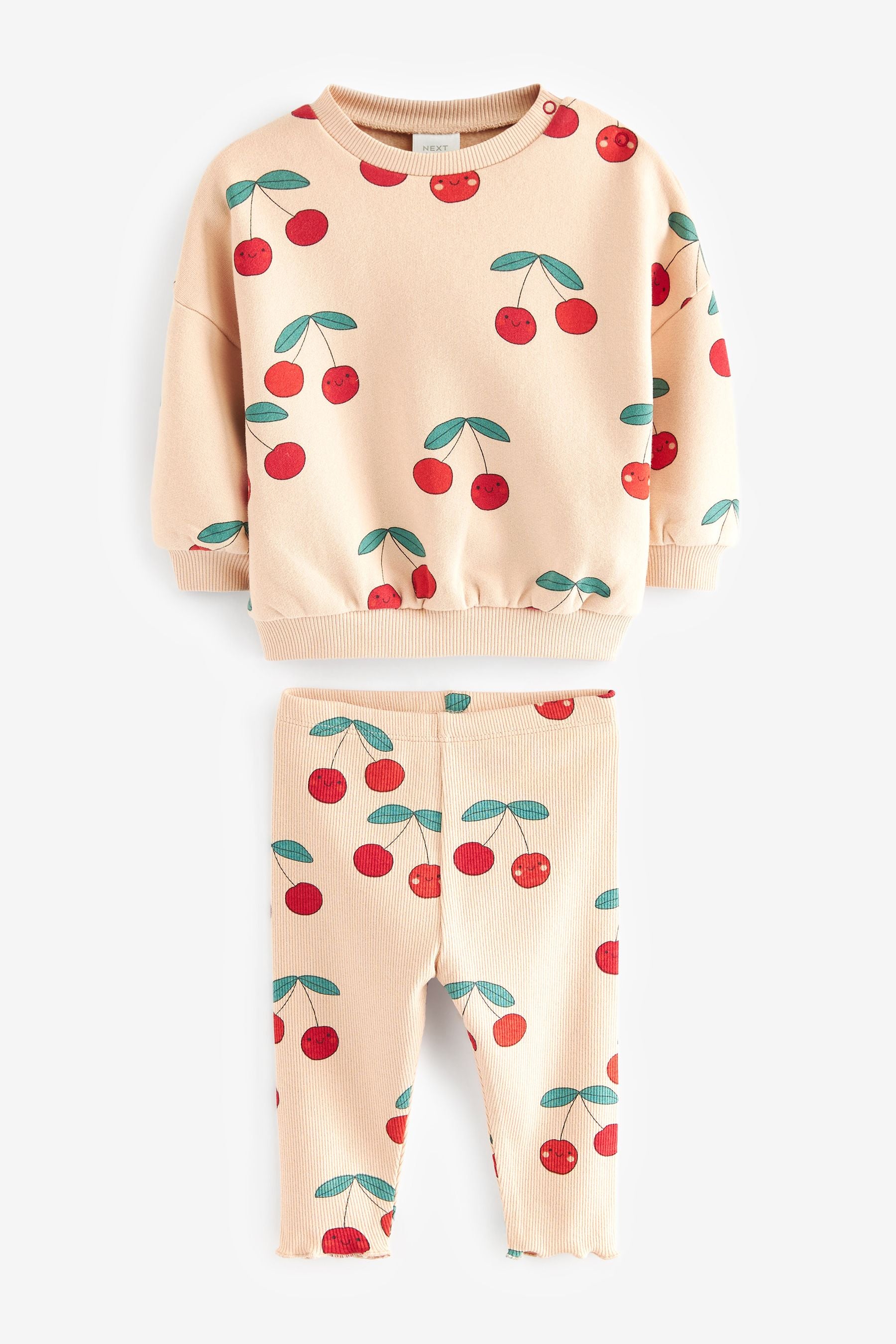 Red/Cream Cherry 2 Piece Baby Sweat & Leggings Set