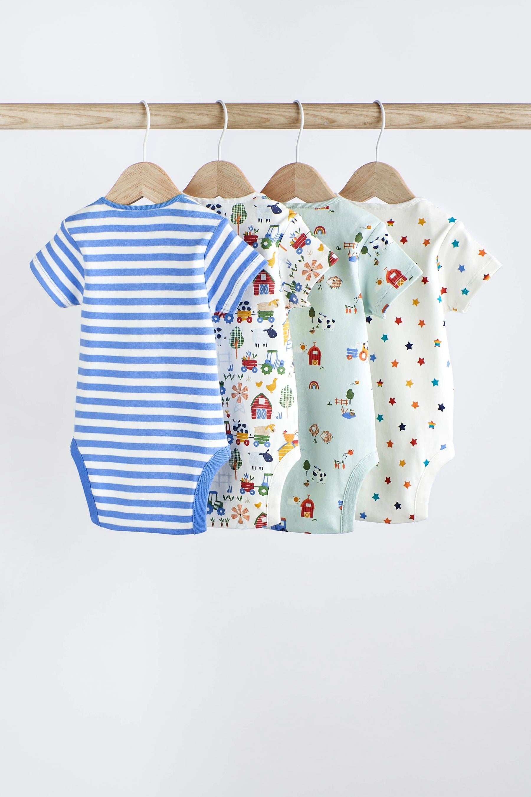 Multi Bright Baby Short Sleeve Bodysuits 4 Pack