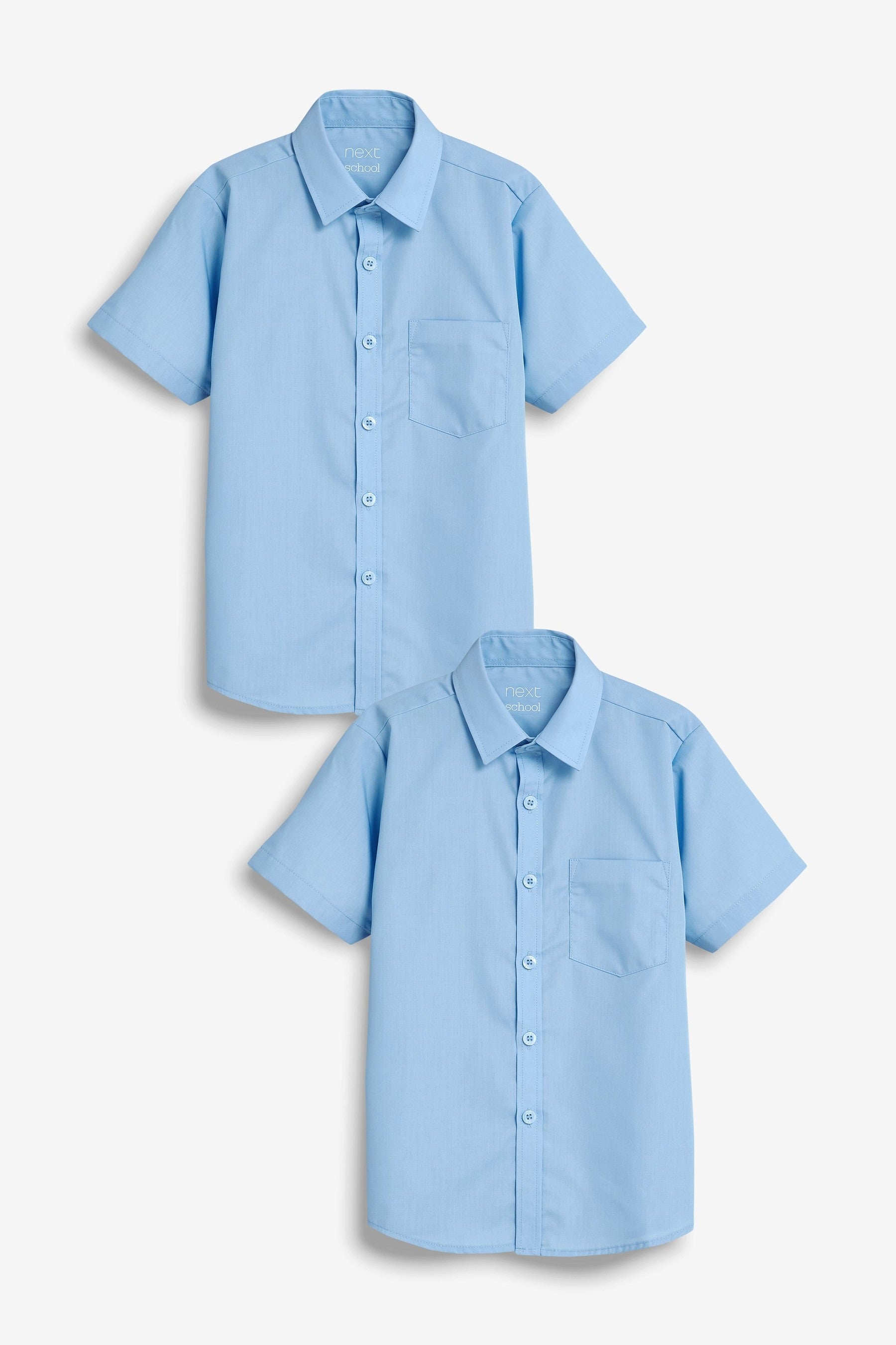 Blue 2 Pack Short Sleeve School Shirts (3-17yrs)