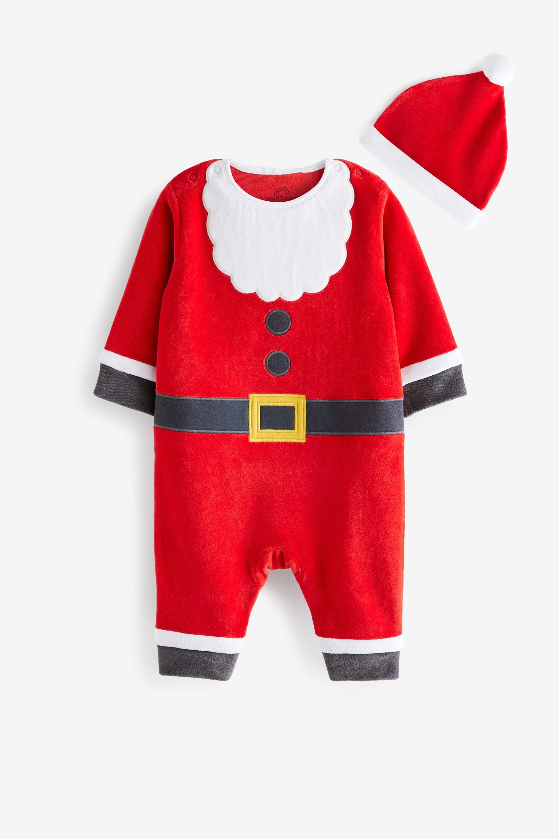 Red Christmas Velour Baby Sleepsuit (0mths-2yrs)