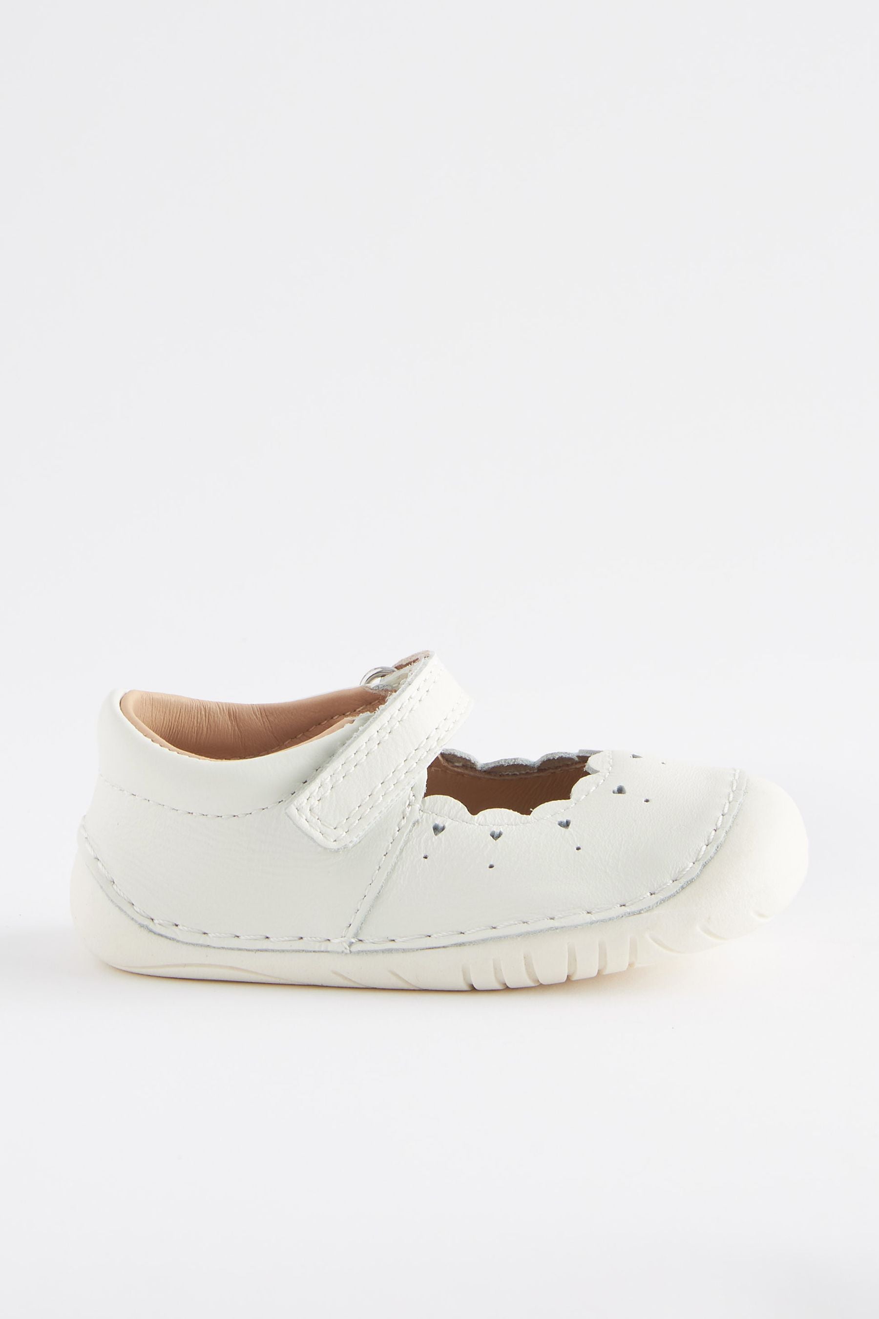 White Leather Crawler Mary Jane Shoes