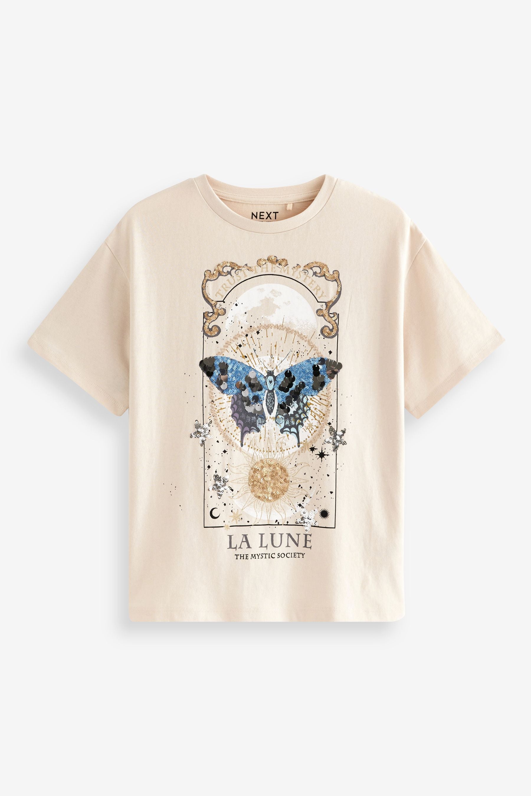 Neutral Sequin Butterfly Oversized T-Shirt (3-16yrs)