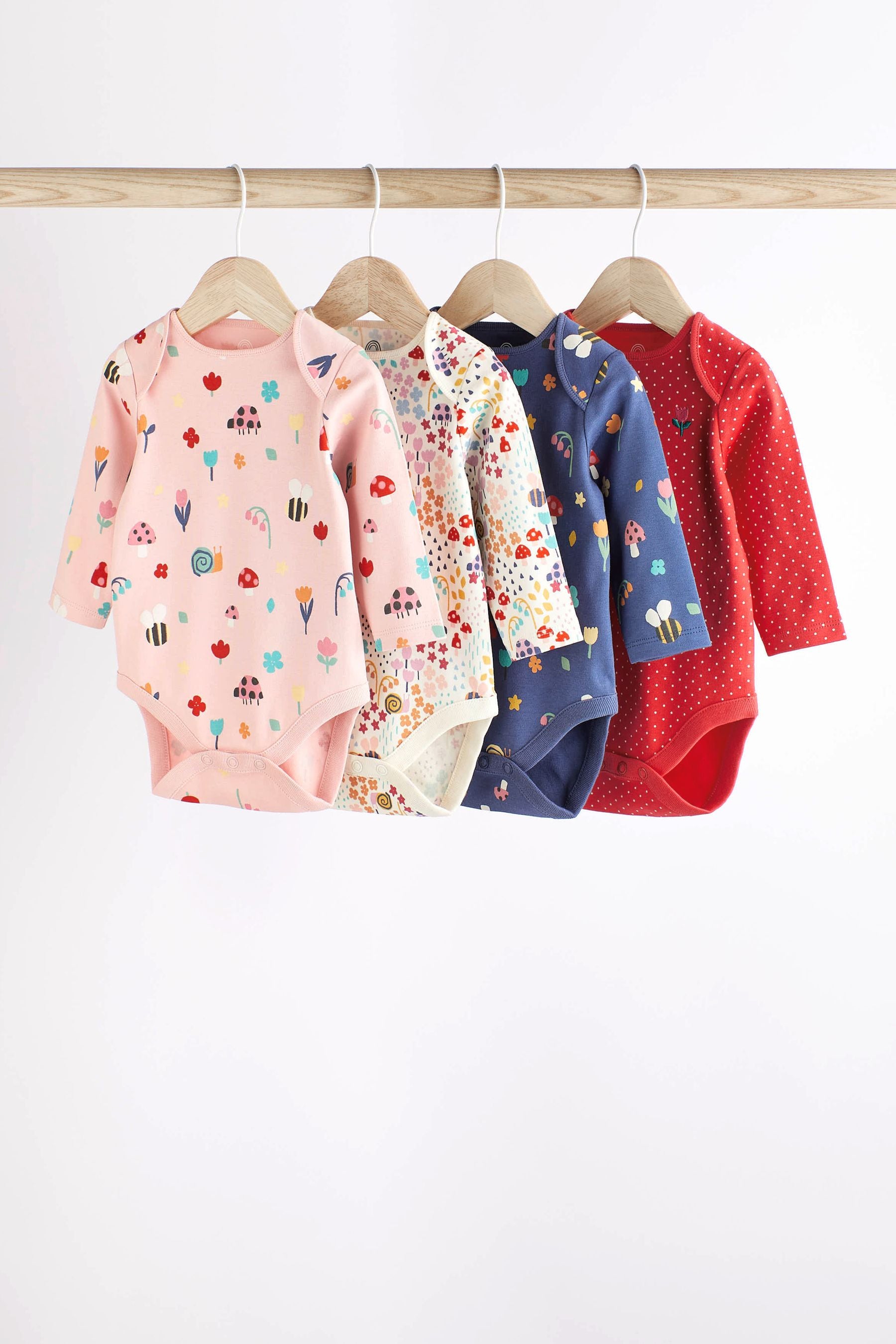 Multi Long Sleeve Bodysuits 4 Pack