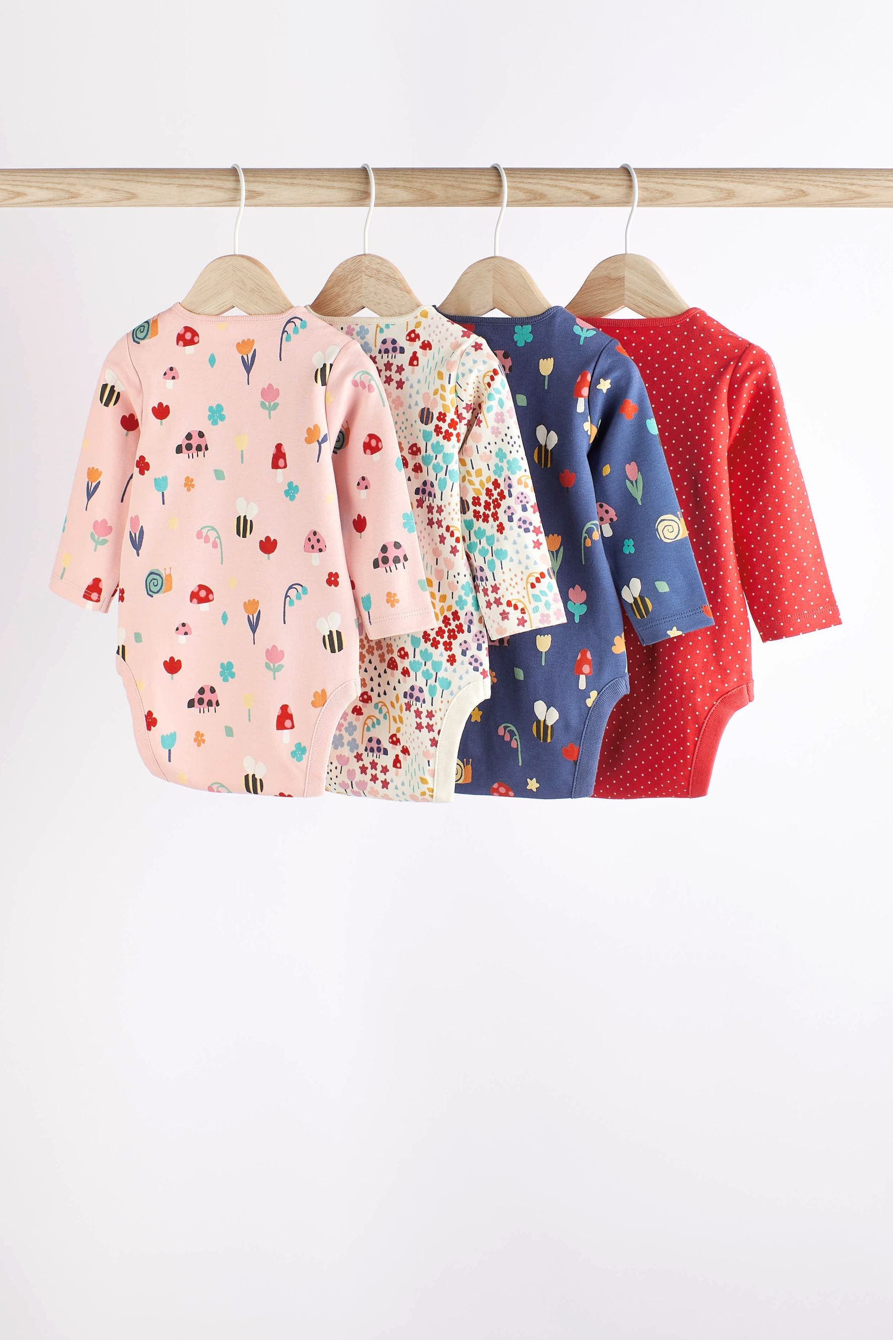 Multi Long Sleeve Bodysuits 4 Pack