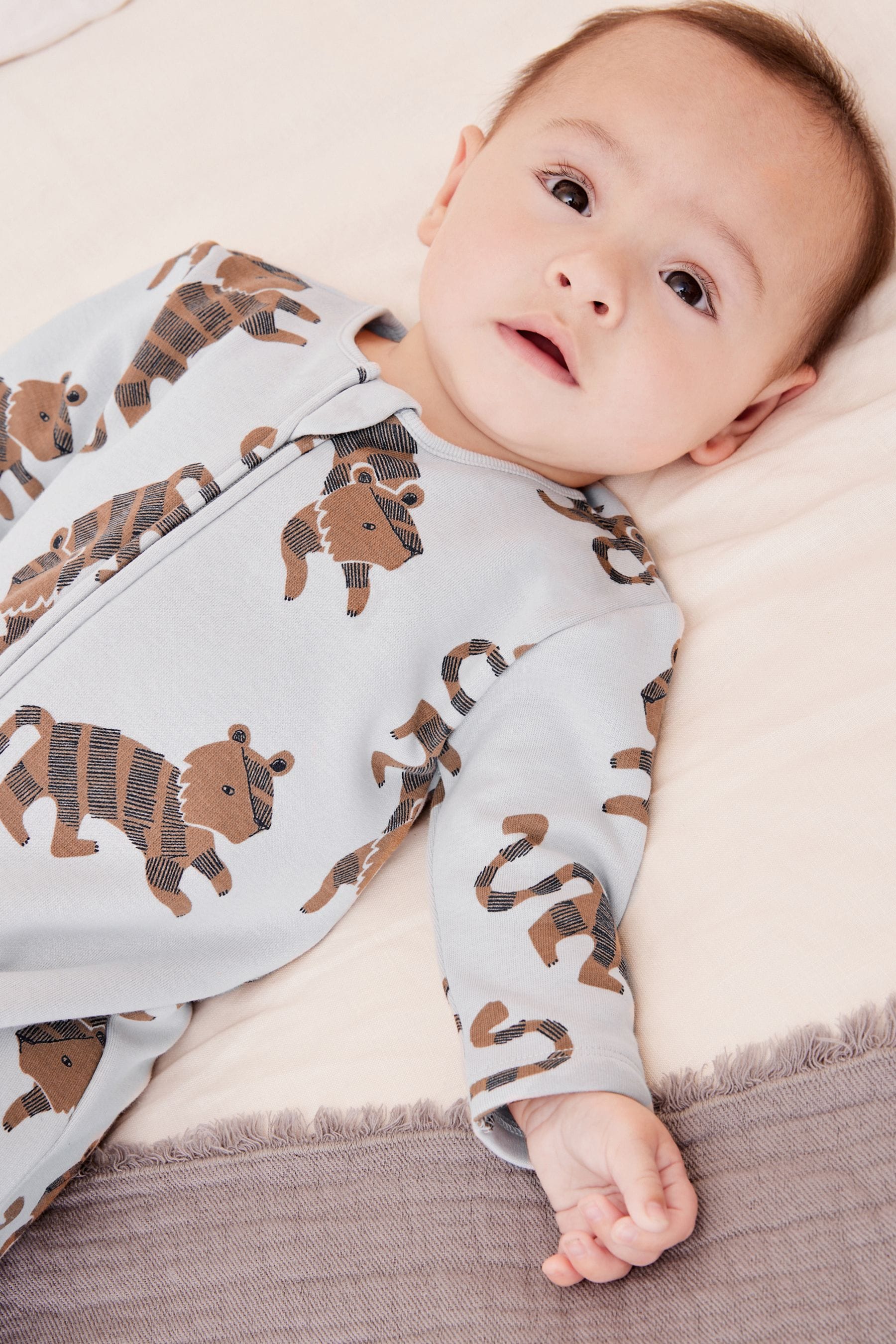 Grey Fleece Lined Baby Sleepsuit