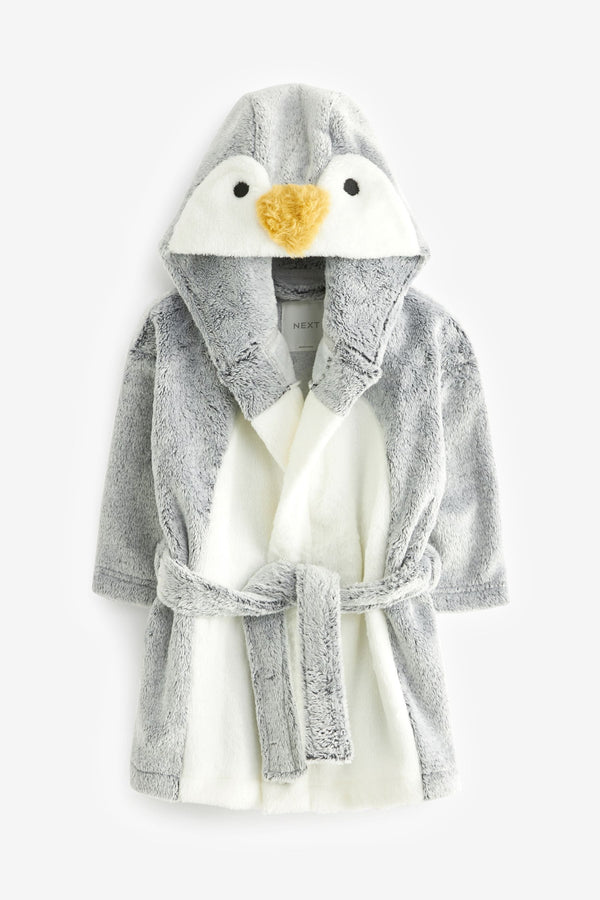 Grey Penguin Fleece Dressing Gown (9mths-8yrs)