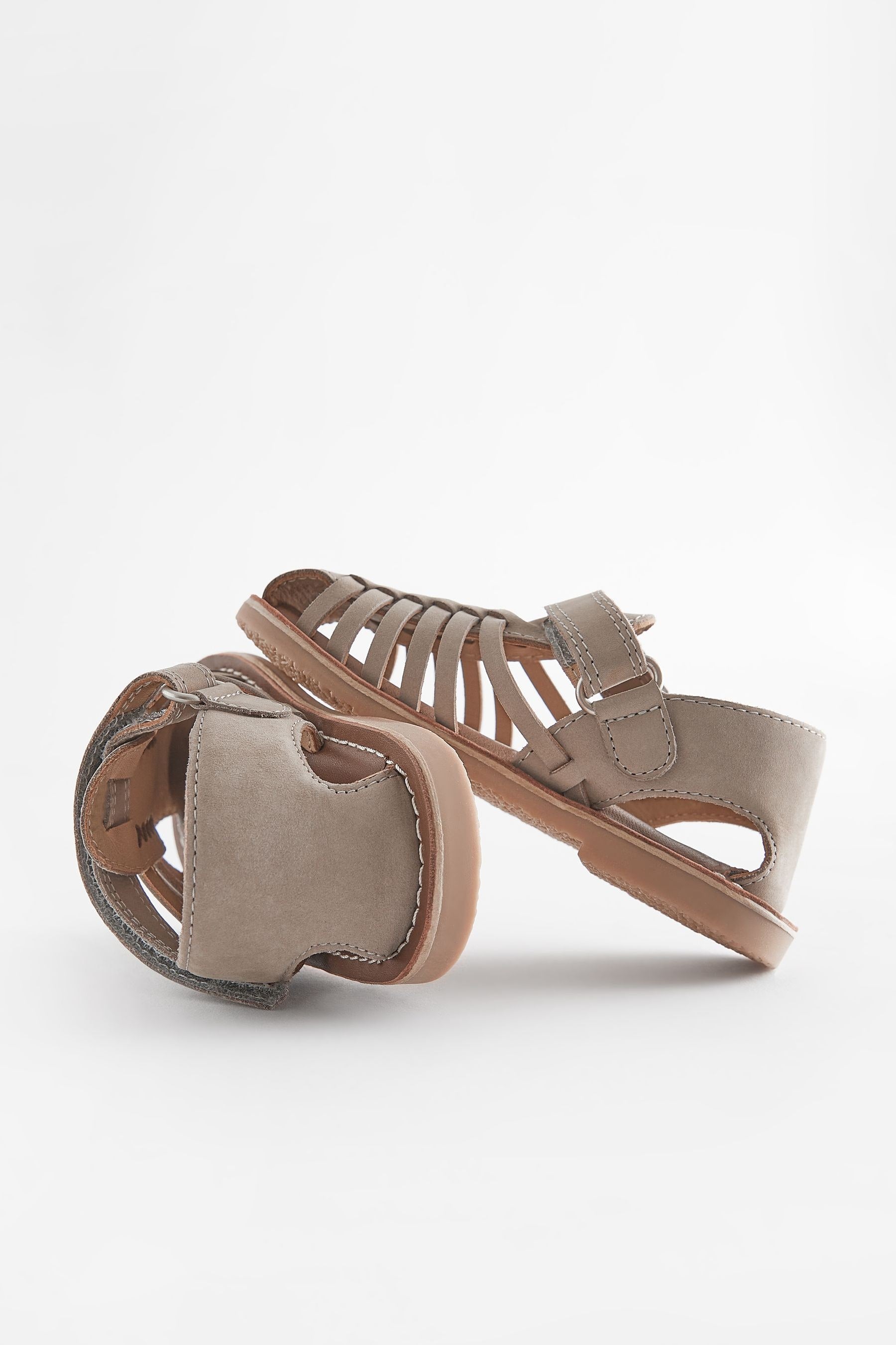 Stone Neutral Leather Closed Toe Sandals