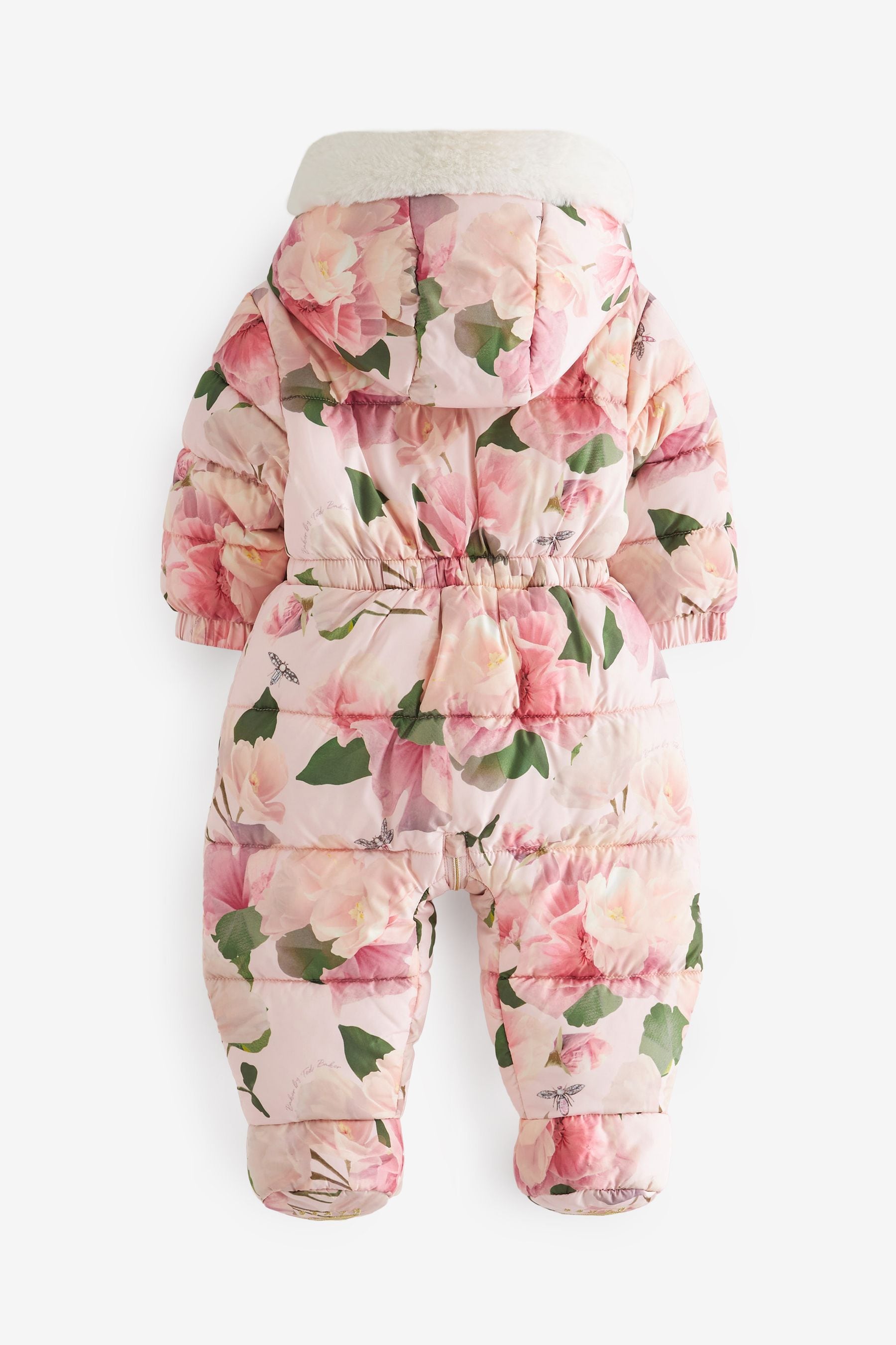 Pink Baker by Ted Baker Shower Resistant Floral Snowsuit With Mittens