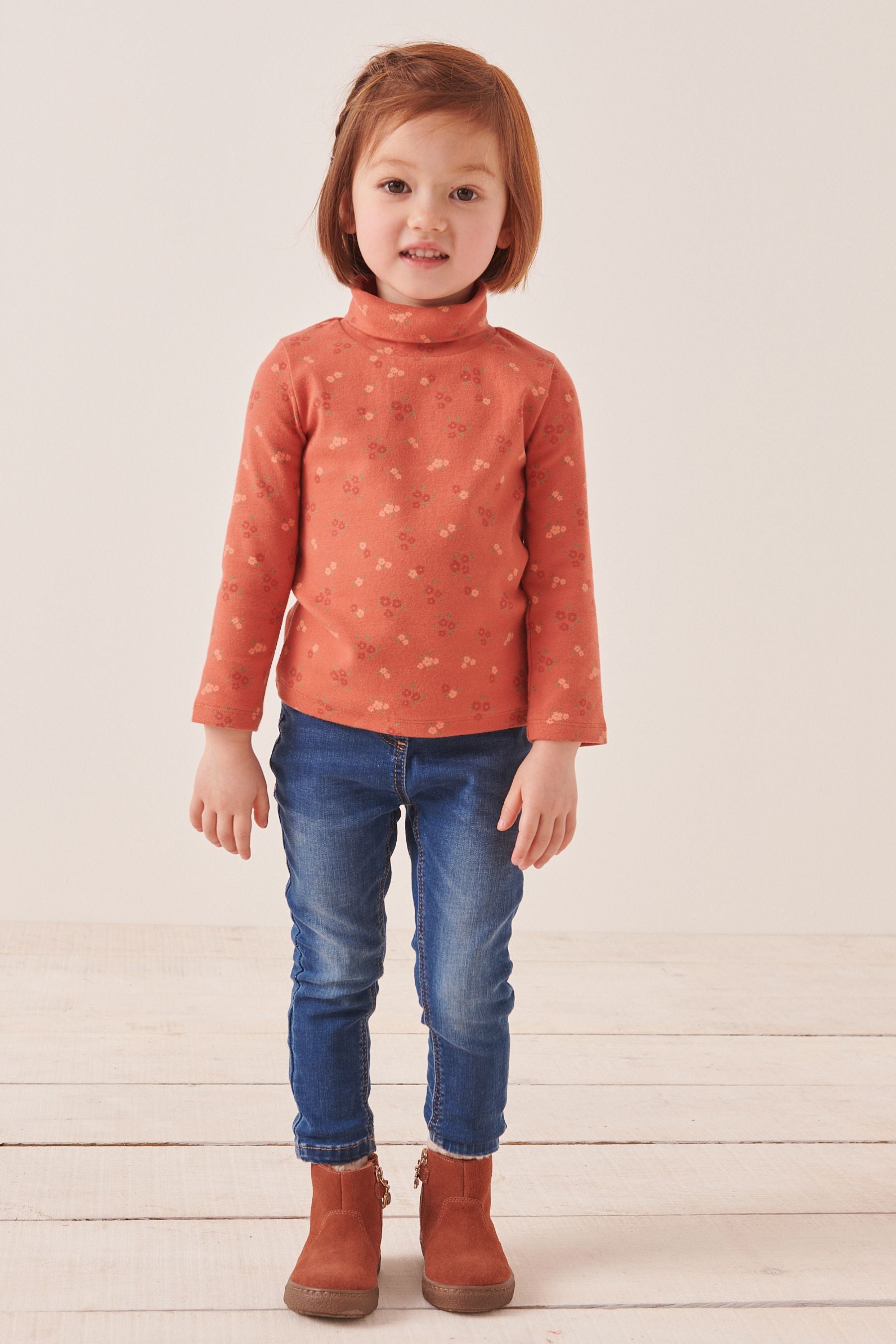 Pumpkin Orange Roll Neck Top (3mths-7yrs)