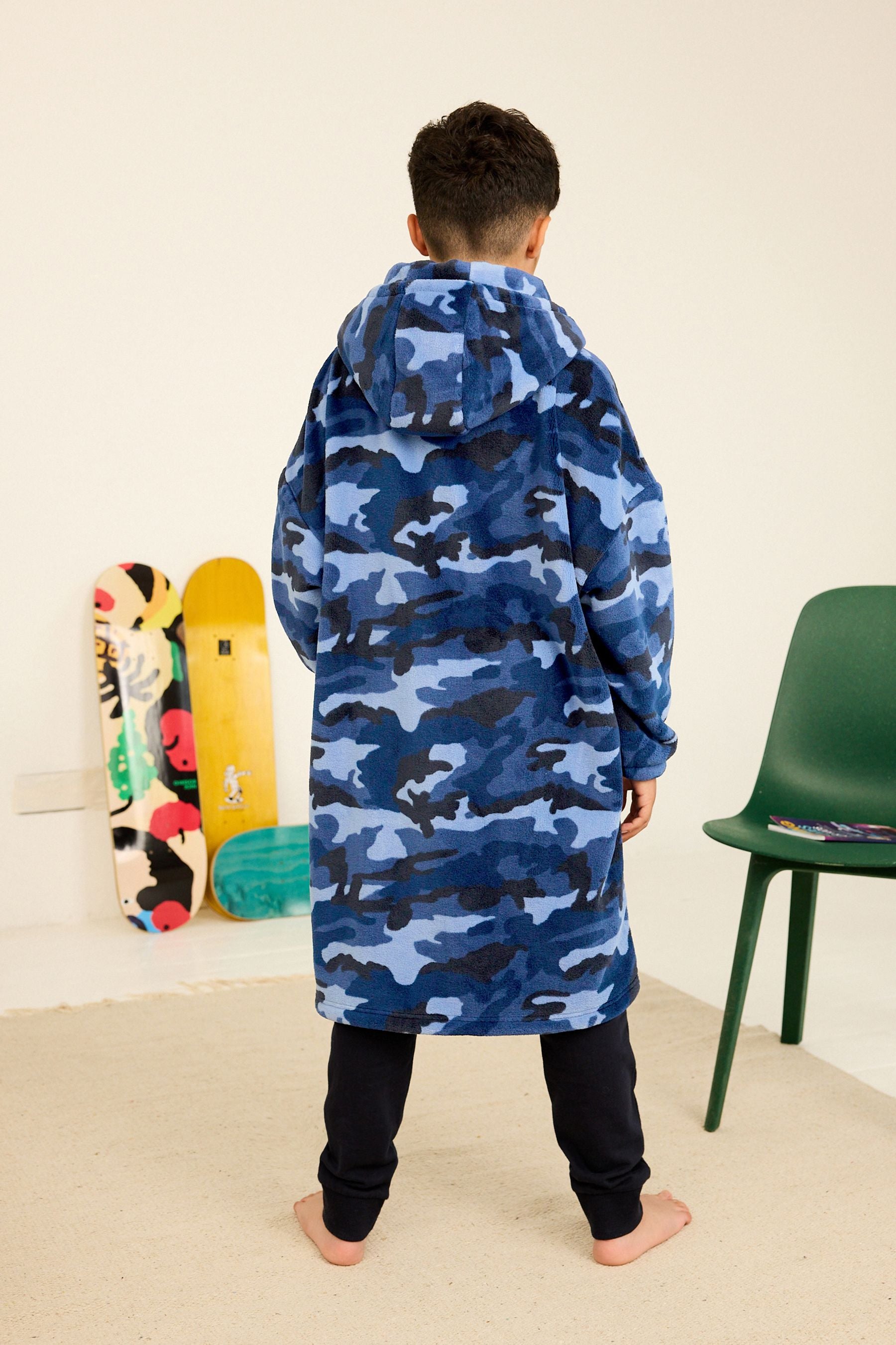 Navy Blue Camouflage Hooded Blanket (3-16yrs)