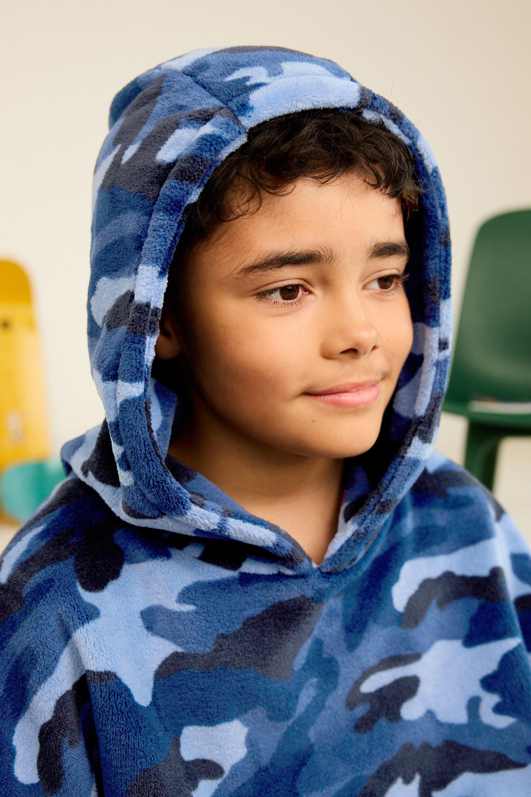 Navy Blue Camouflage Hooded Blanket (3-16yrs)