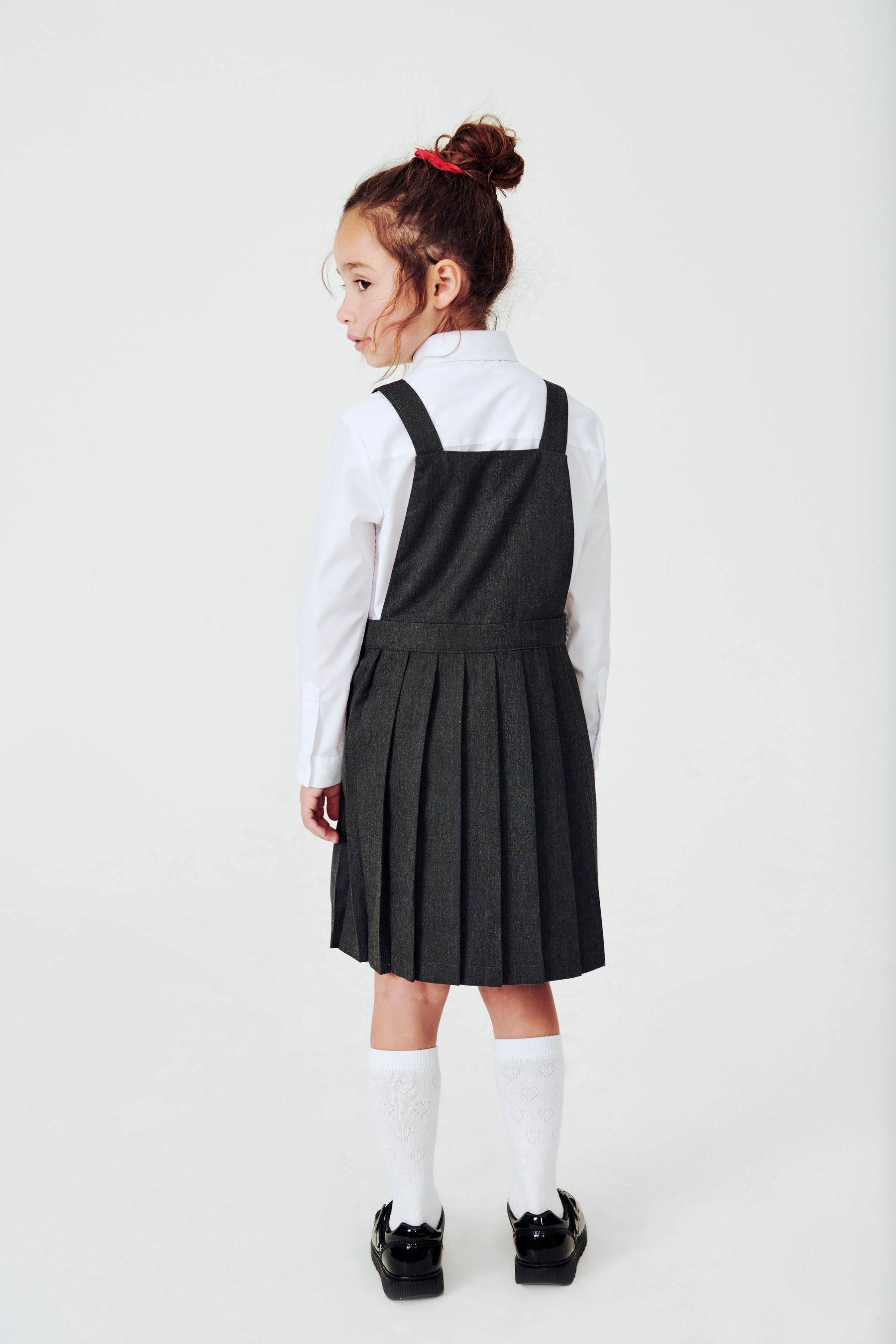 Grey Pleated Tabard Pinafore School Dress (3-14yrs)