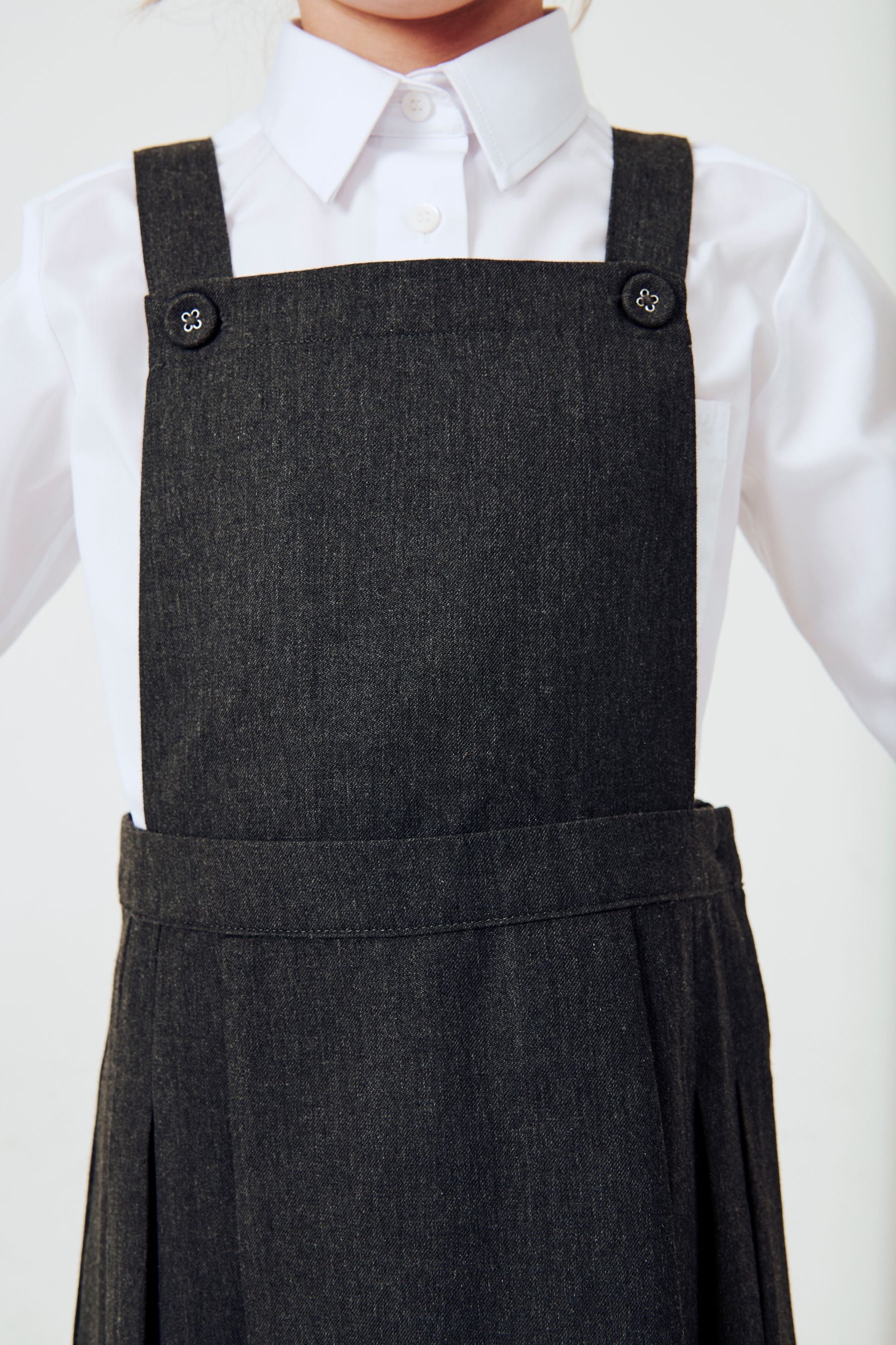 Grey Pleated Tabard Pinafore School Dress (3-14yrs)