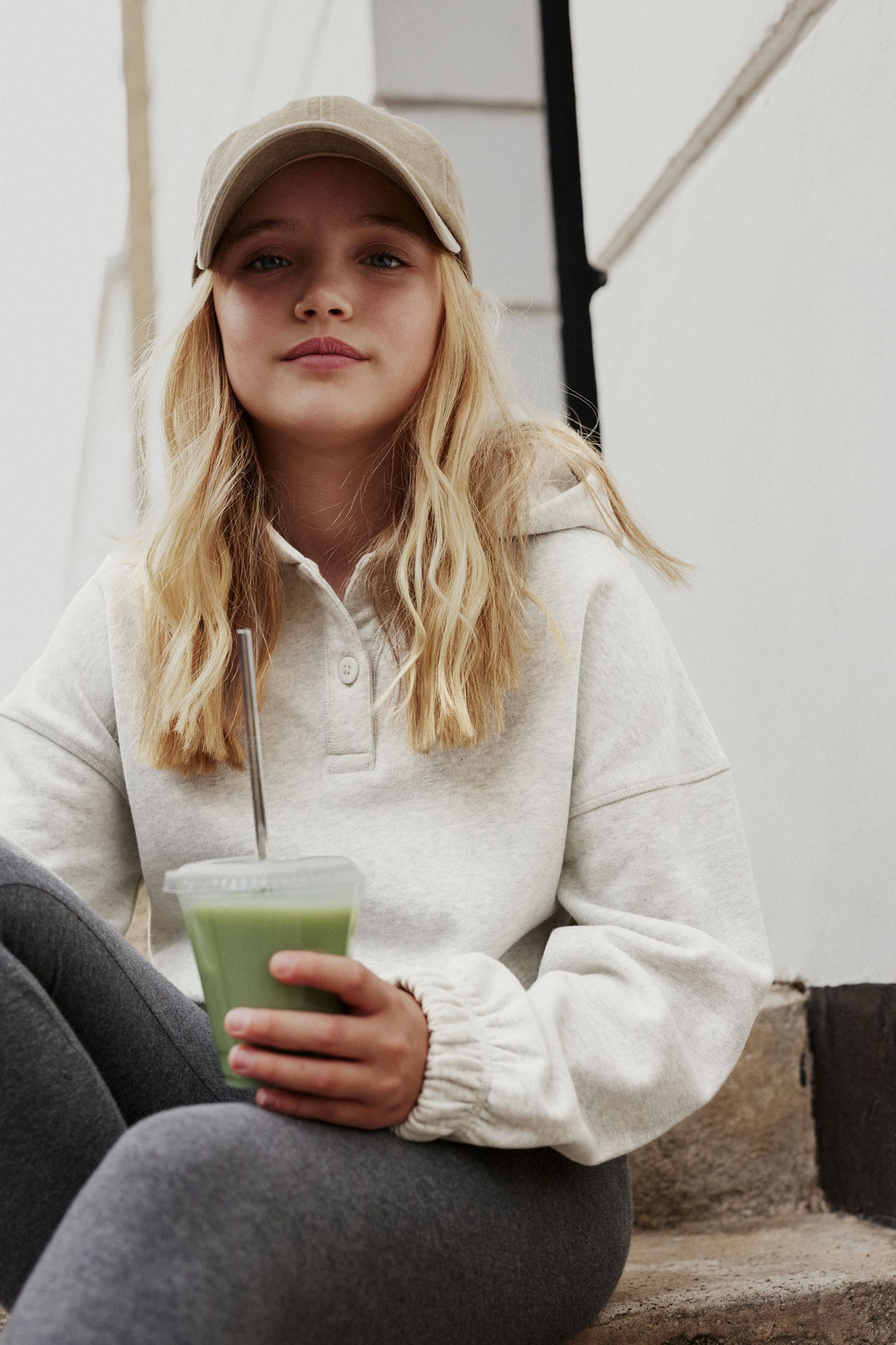 Grey Marl Cropped Drawstring Waist Hoodie (3-16yrs)