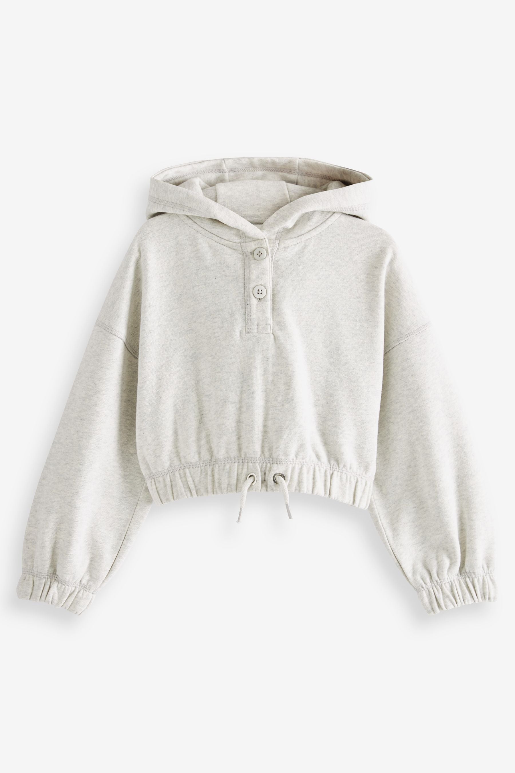 Grey Marl Cropped Drawstring Waist Hoodie (3-16yrs)