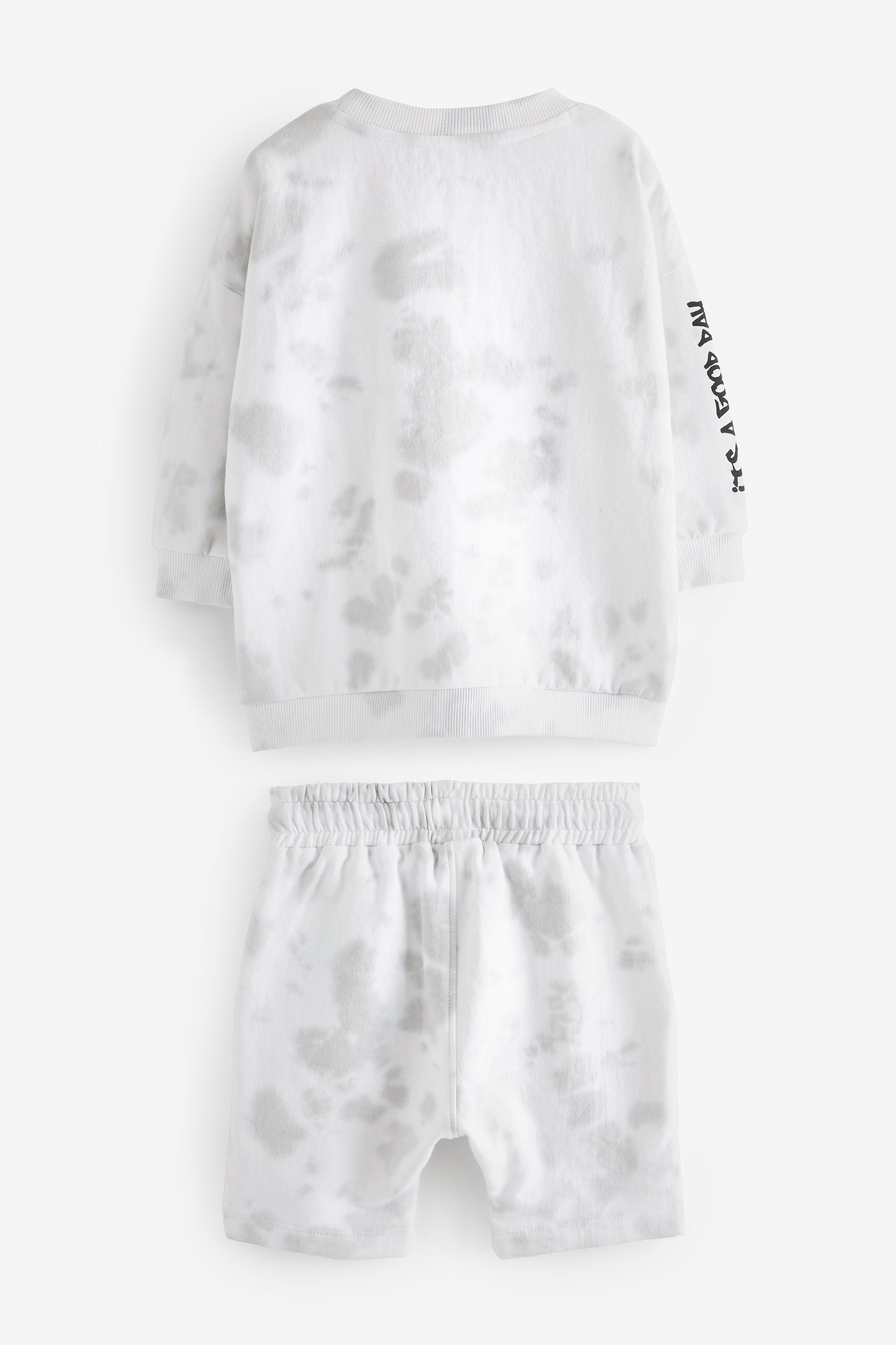 White All Over Print Sweatshirt and Shorts Set (3mths-7yrs)