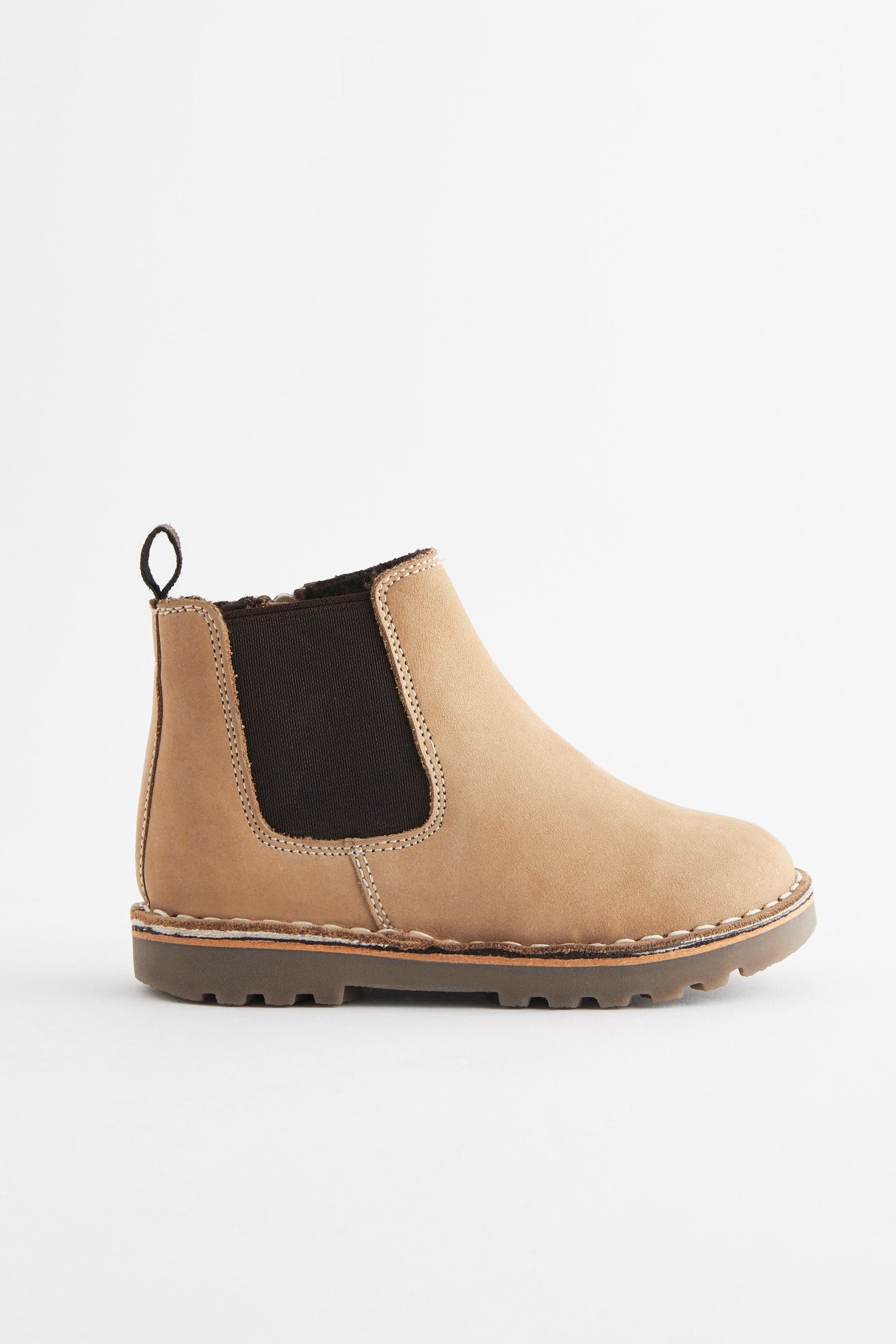 Stone Warm Lined Leather Chelsea Boots