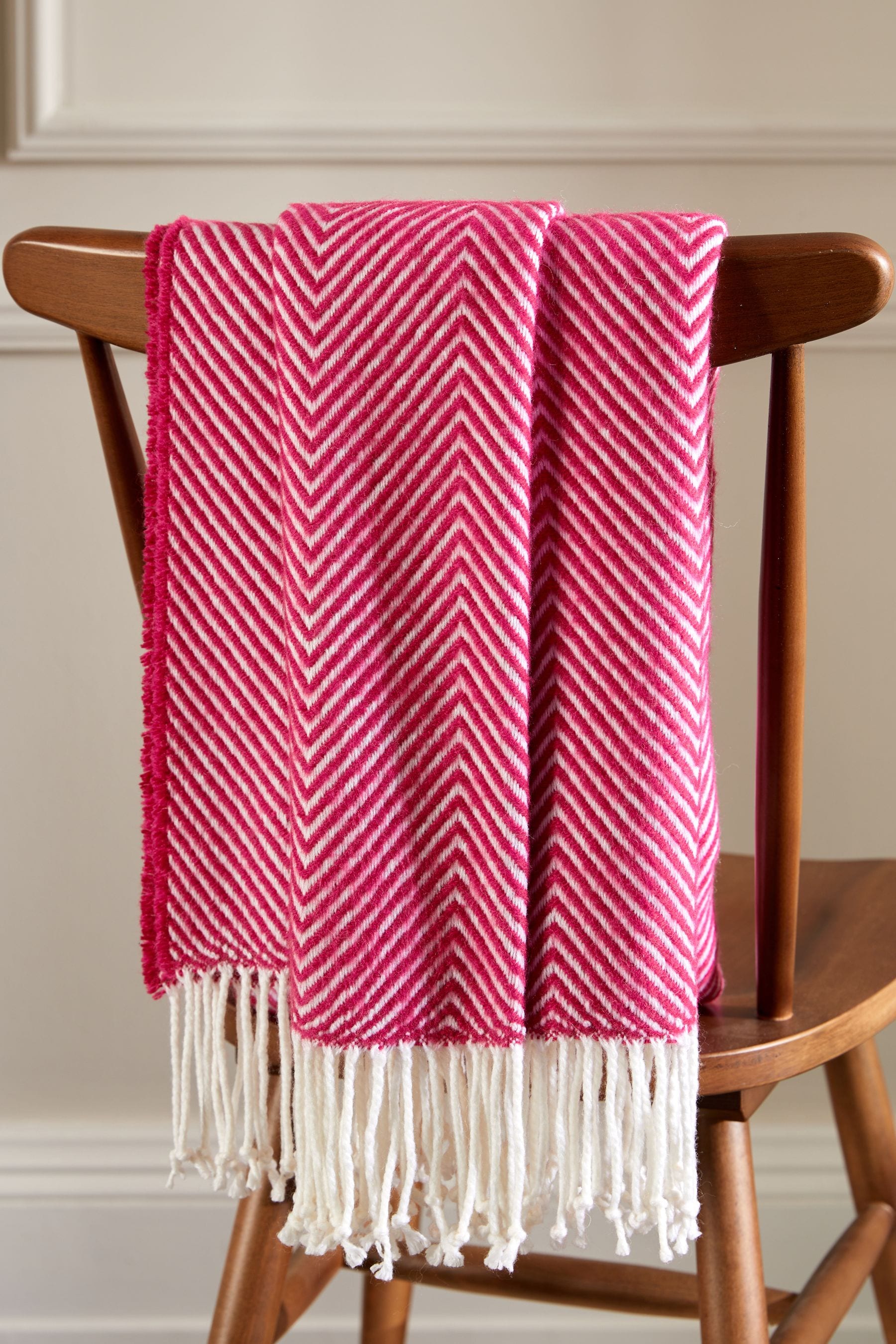 Fuchsia Pink Herringbone Throw