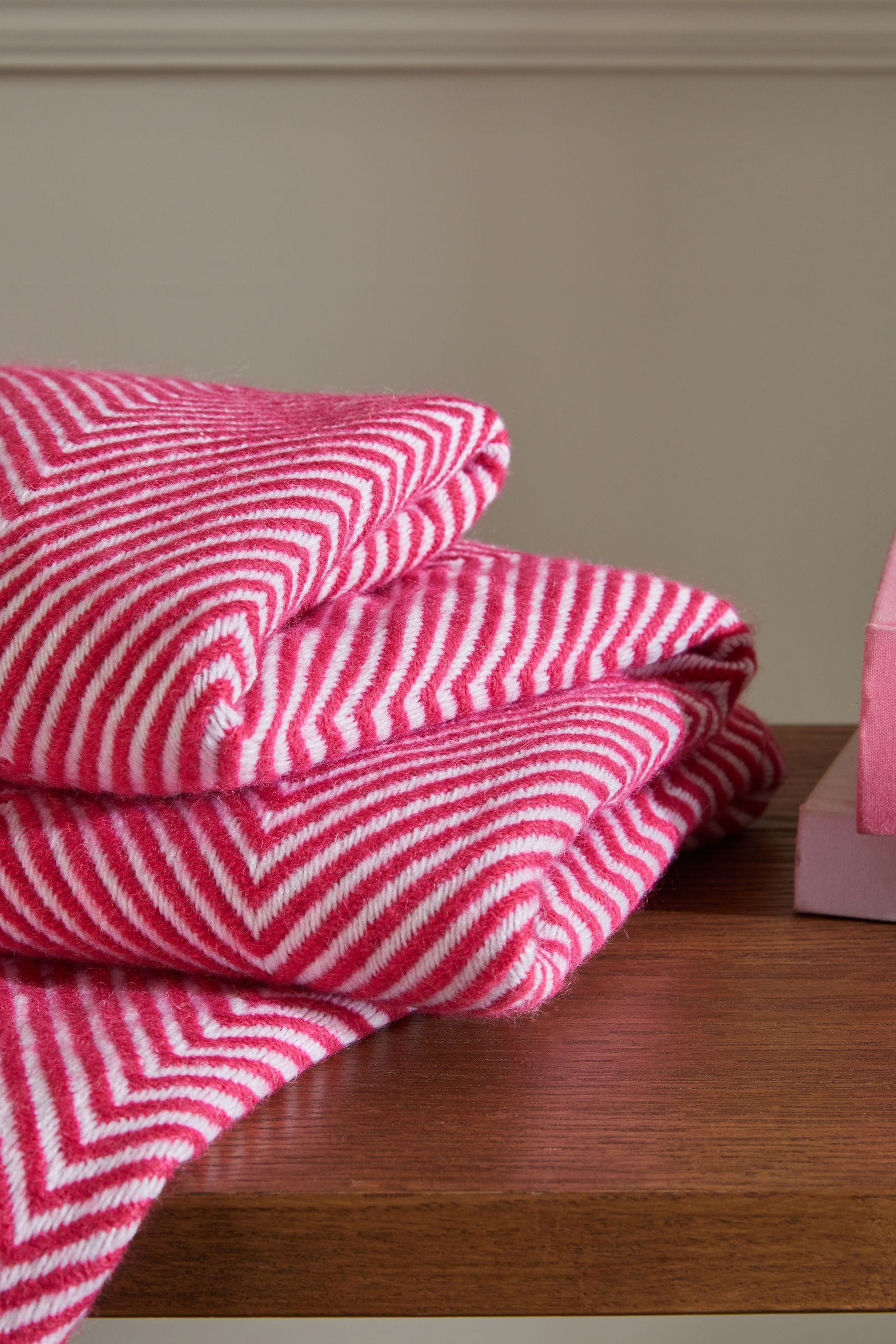 Fuchsia Pink Herringbone Throw