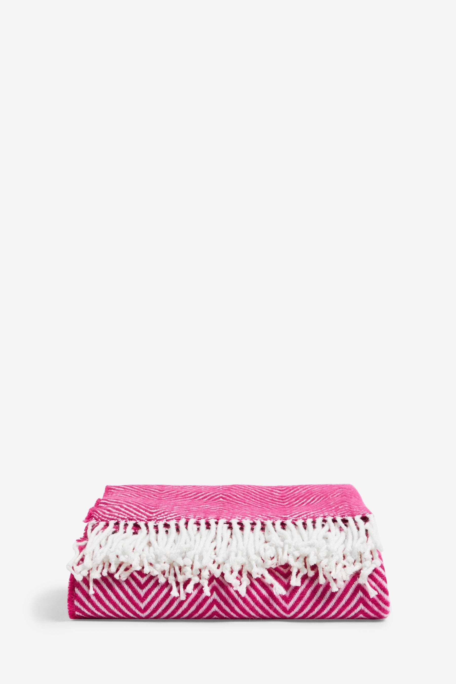 Fuchsia Pink Herringbone Throw