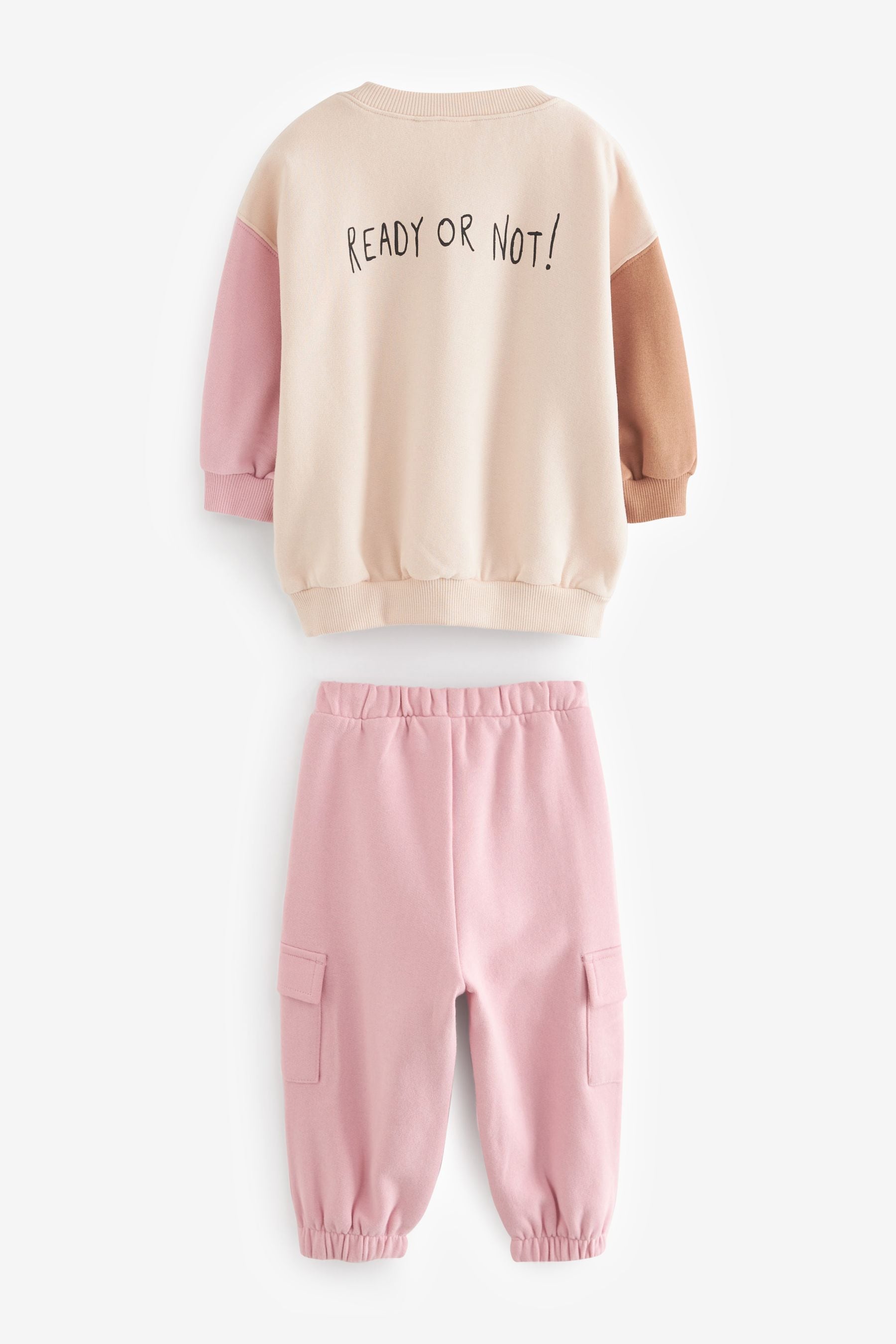 Pink Crew Sweatshirt & Cargo Joggers Set (3mths-7yrs)