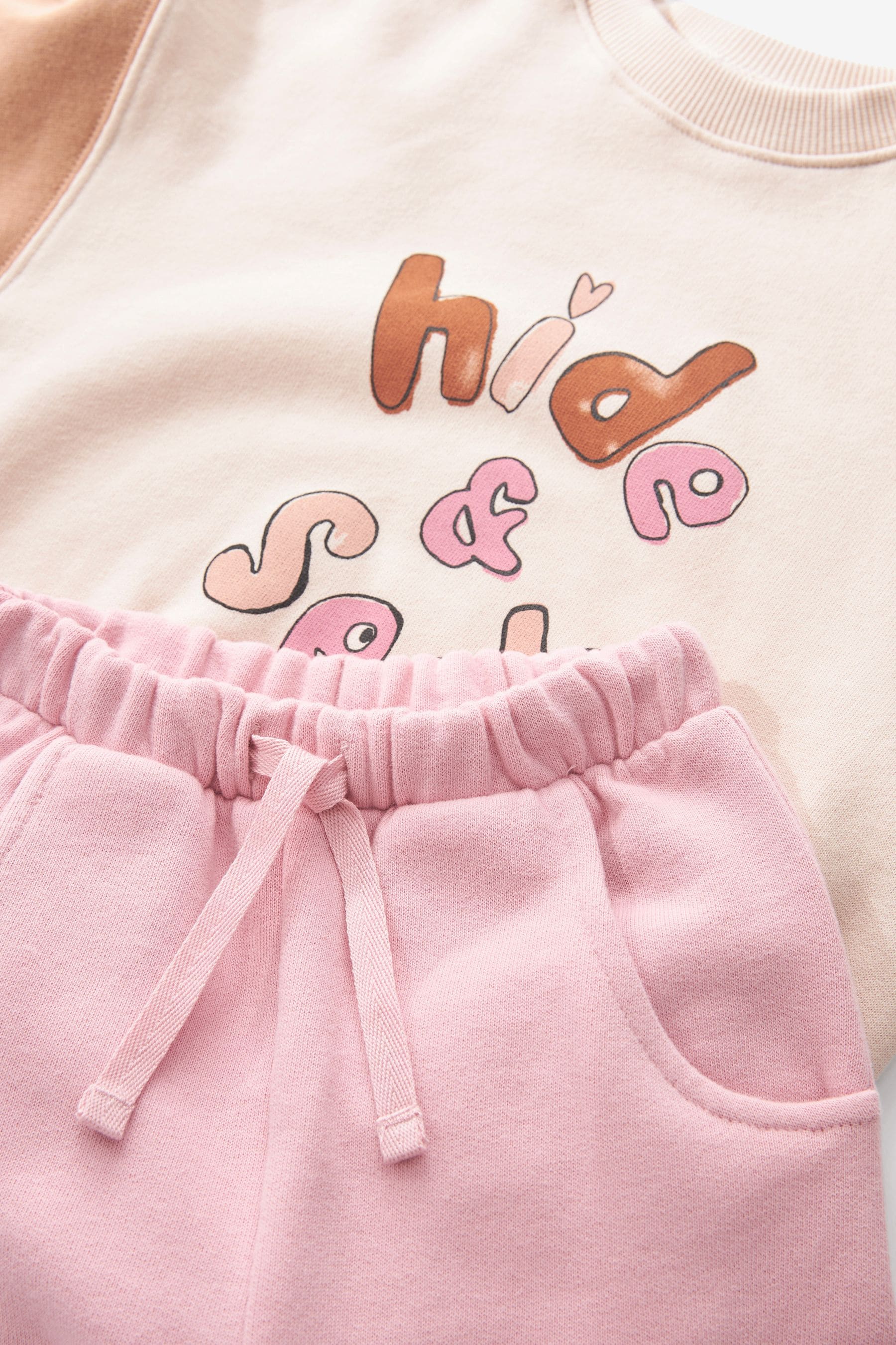 Pink Crew Sweatshirt & Cargo Joggers Set (3mths-7yrs)