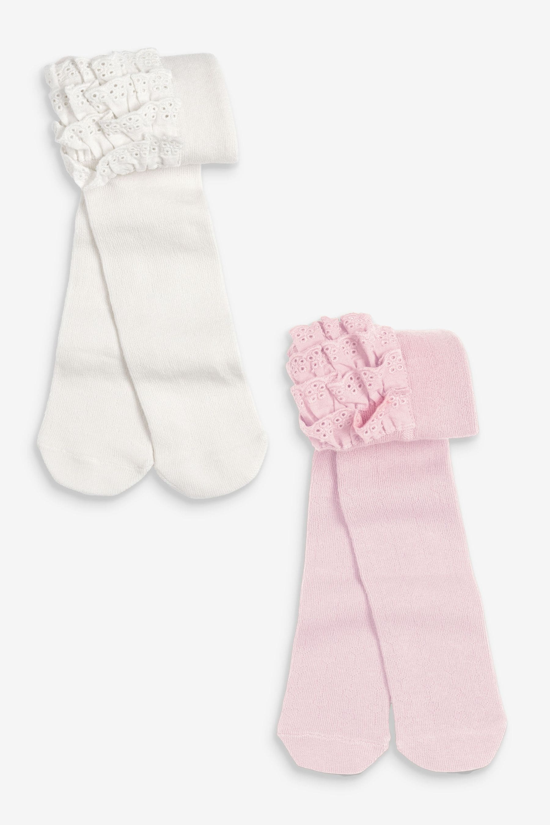 Pink/Cream 2 Pack Baby Tights (0mths-2yrs)