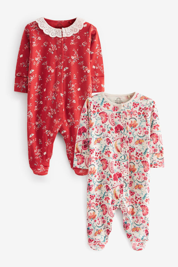 Red Baby Sleepsuits 2 Pack (0-18mths)