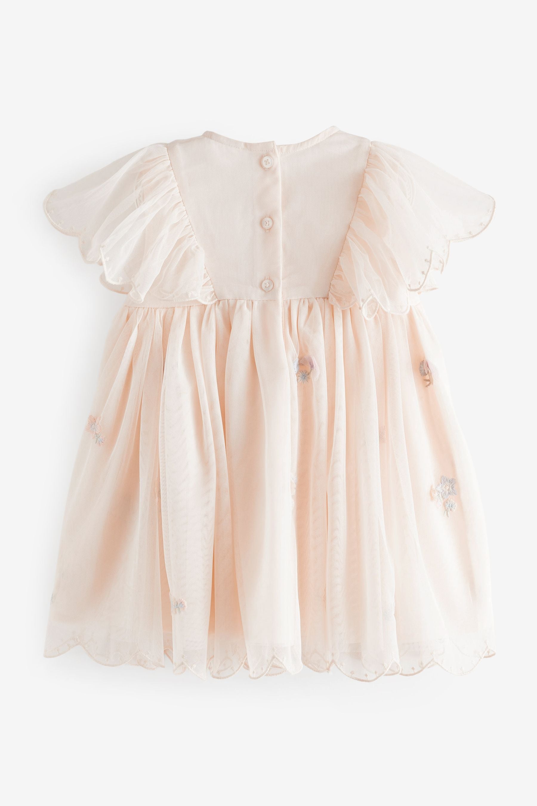 Cream Embroidered Mesh Party Dress (3mths-7yrs)