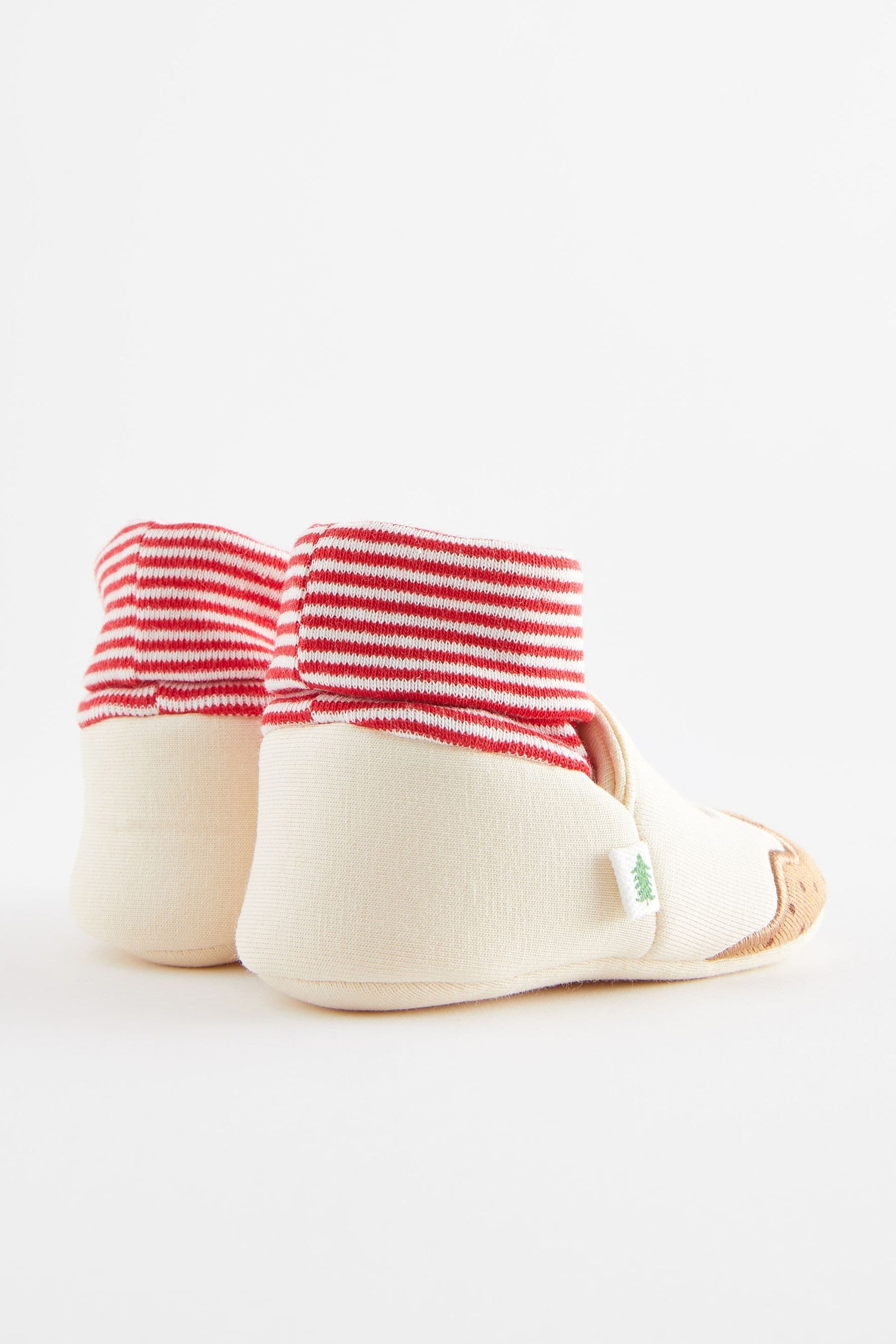 Red and Brown Christmas Pudding Baby Bootie (0-18mths)