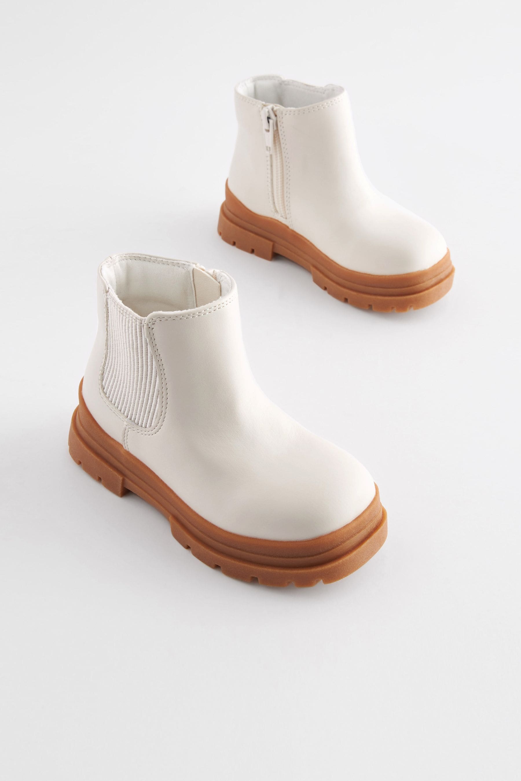 Bone White Chunky Sole Chelsea Boots