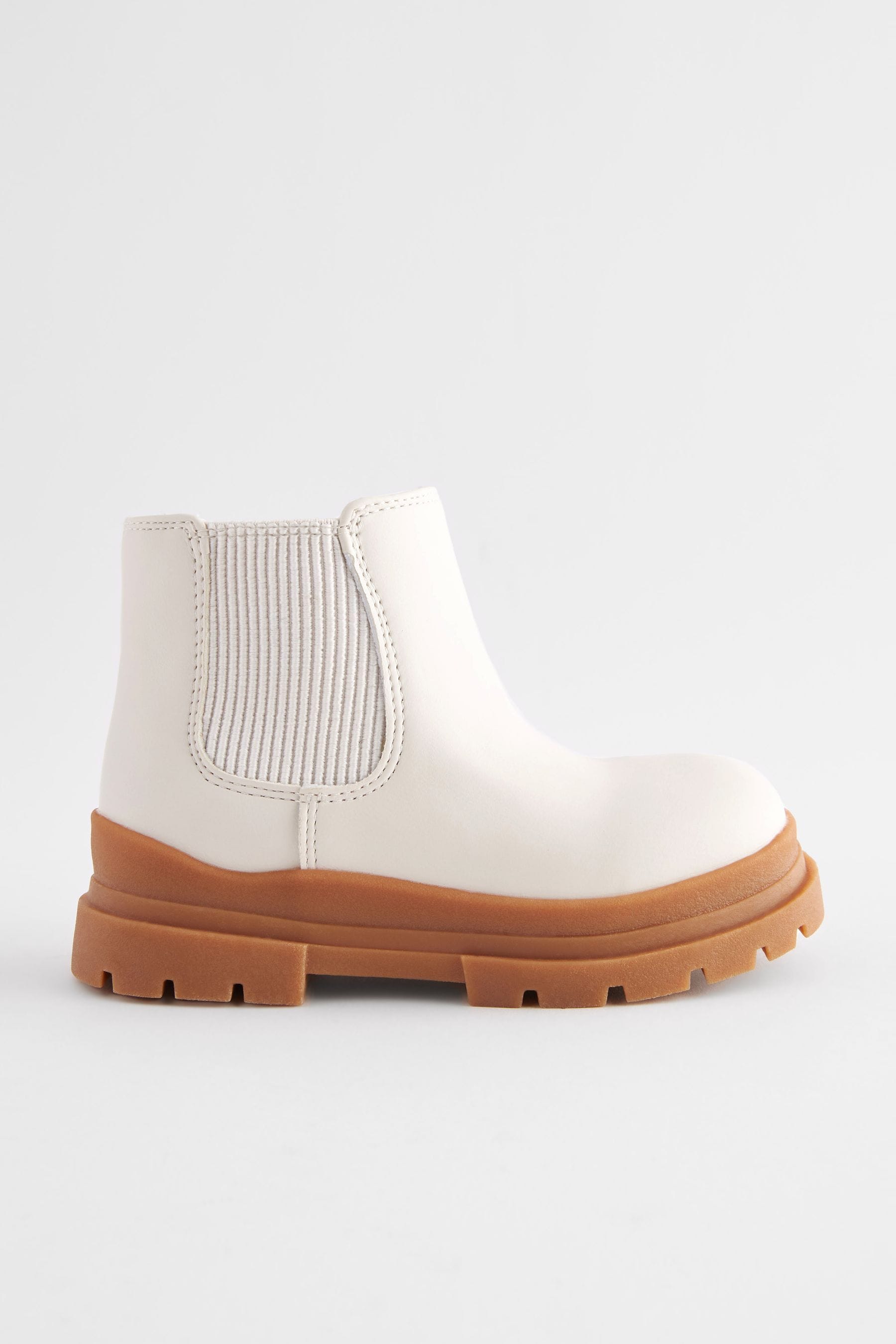 Bone White Chunky Sole Chelsea Boots