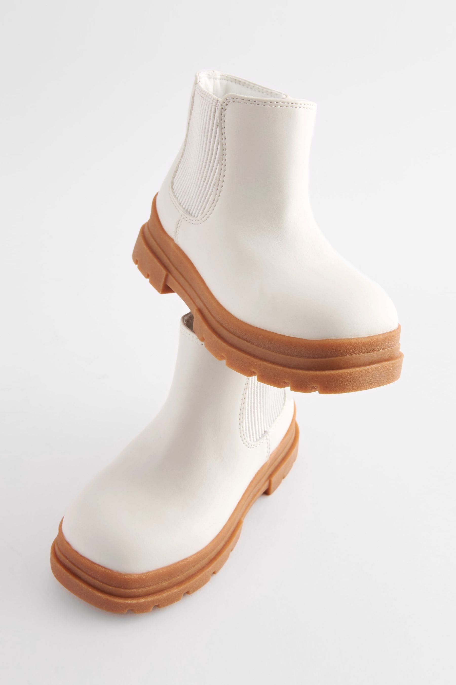 Bone White Chunky Sole Chelsea Boots