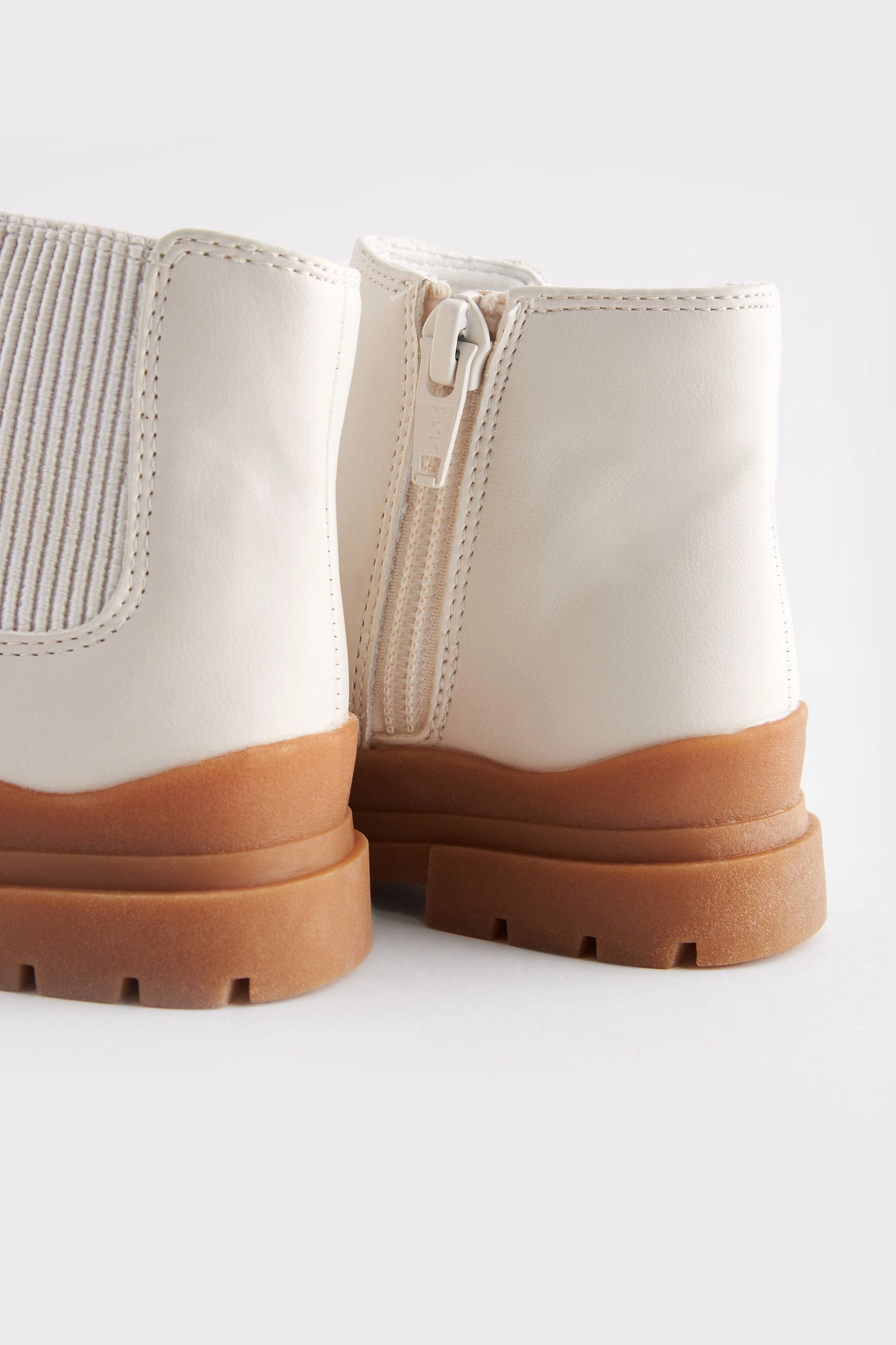 Bone White Chunky Sole Chelsea Boots