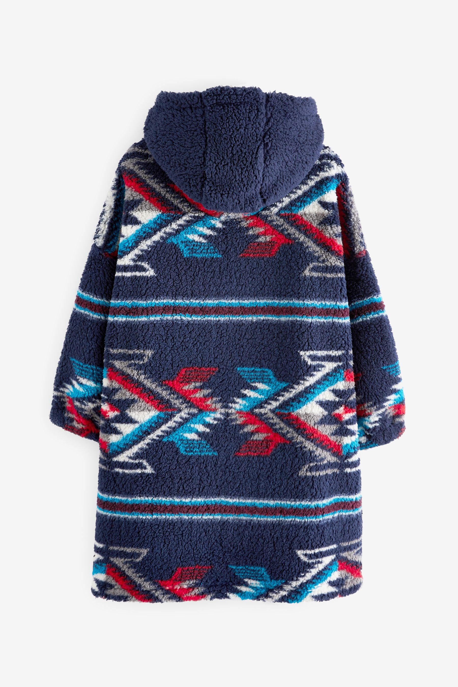 Navy Blue Aztec Print Hooded Blanket (3-16yrs)