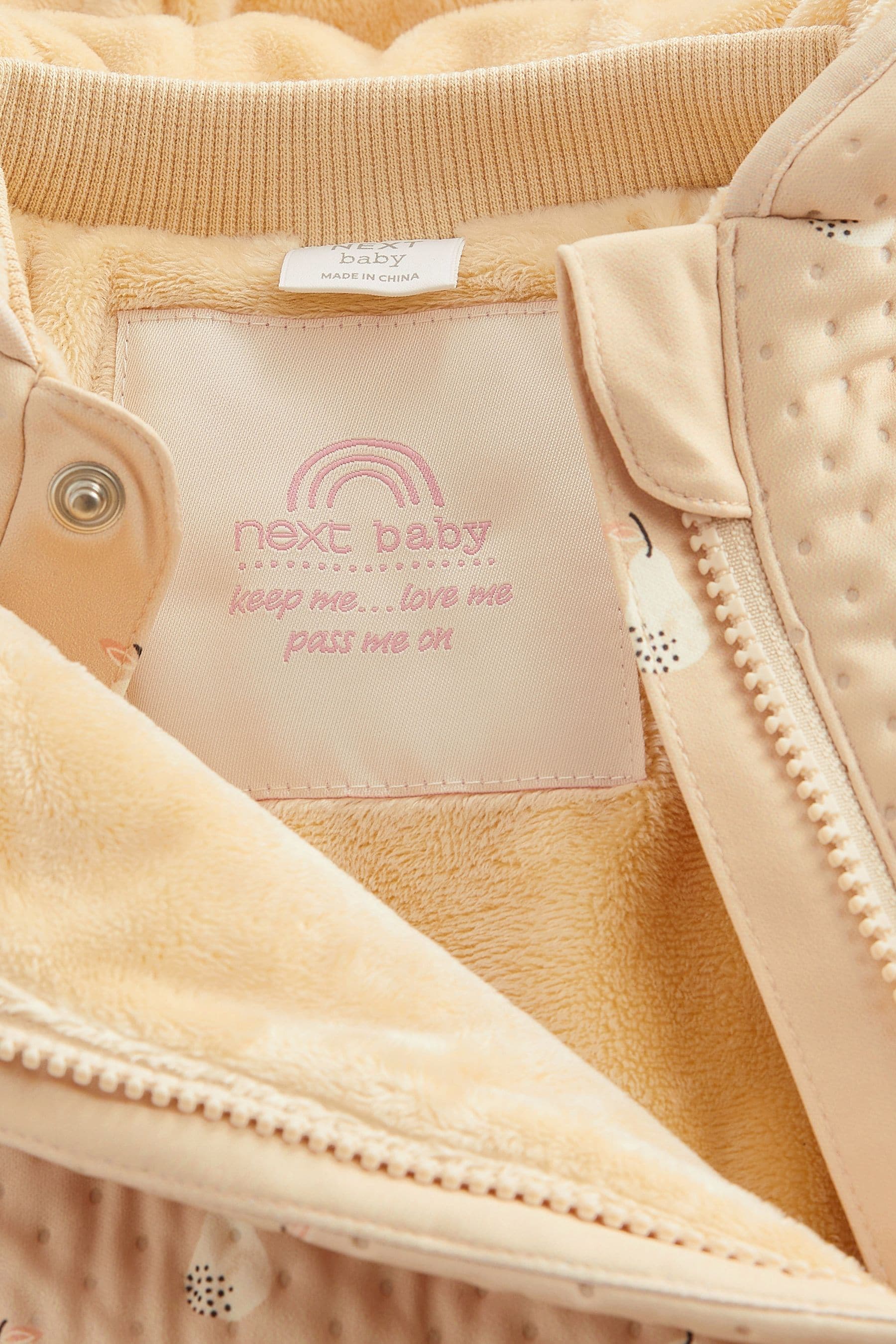 Tan Brown/Buttermilk Lightweight Baby Cosy Lined Textured Coat (0mths-2yrs)