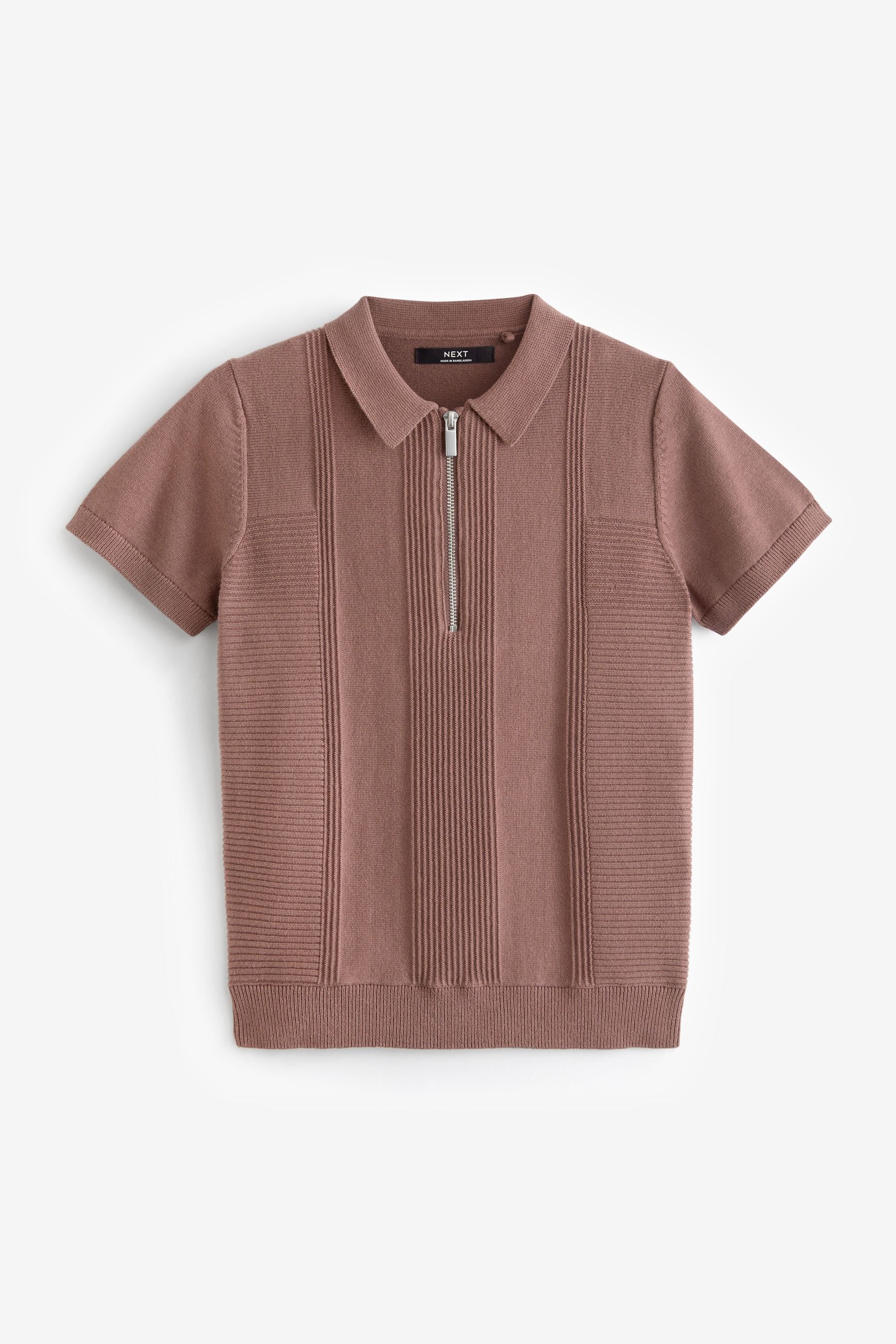 Berry Red Short Sleeve Zip Texture Polo Shirt (3-16yrs)