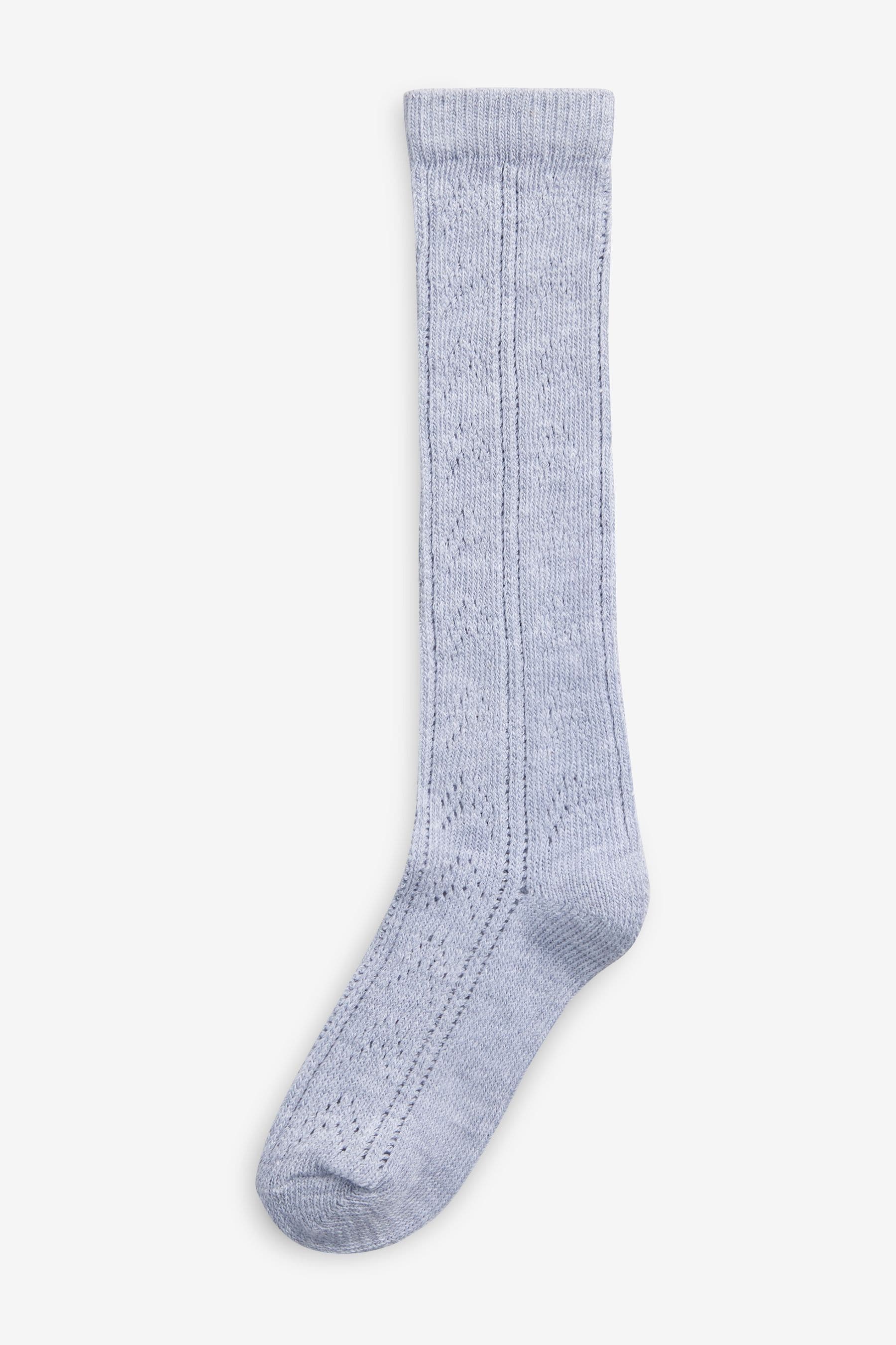 Grey 3 Pack Cotton Rich Pointelle Knee High School Socks